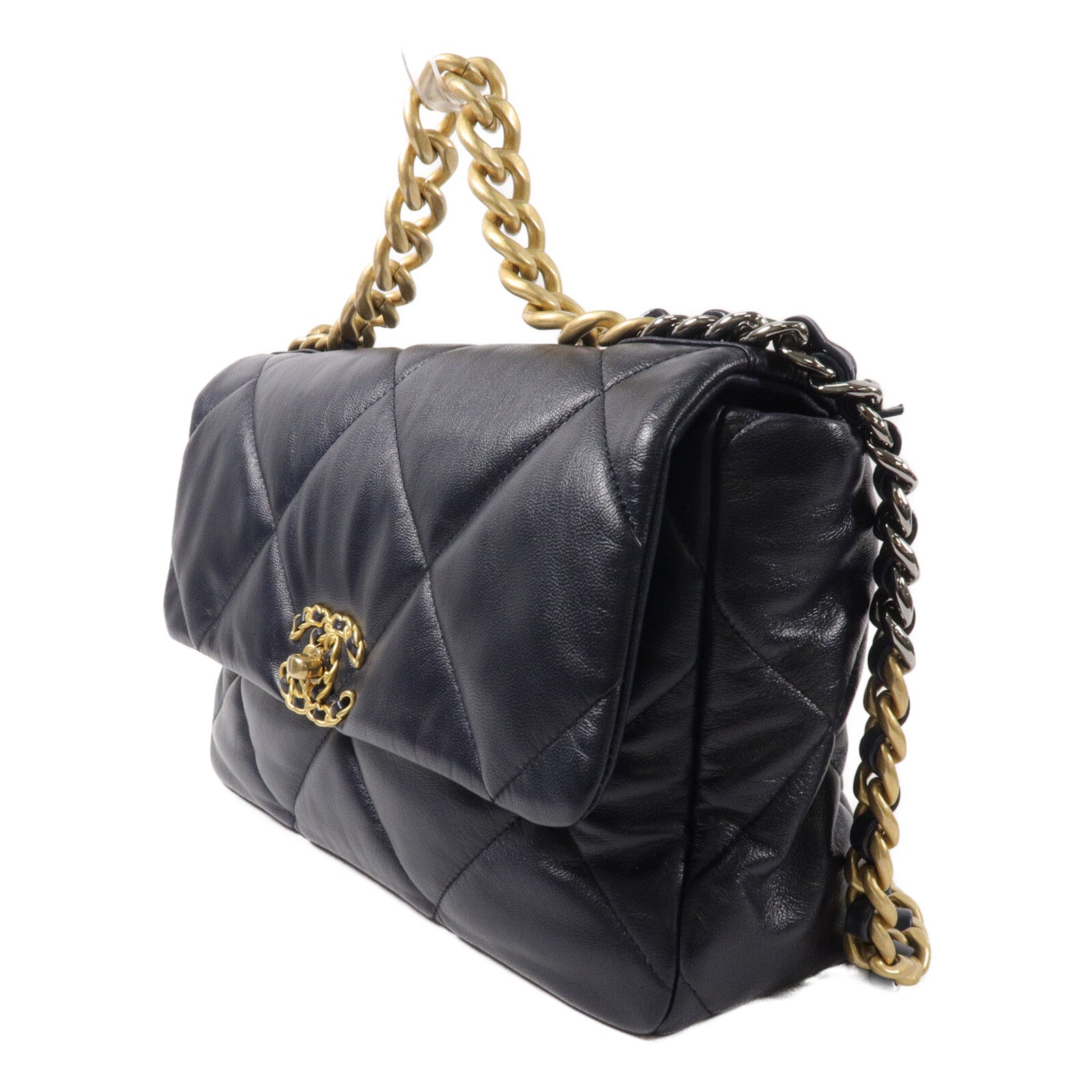 CHANEL 羊皮皮革Chanel 19鏈帶手挽肩背兩用袋