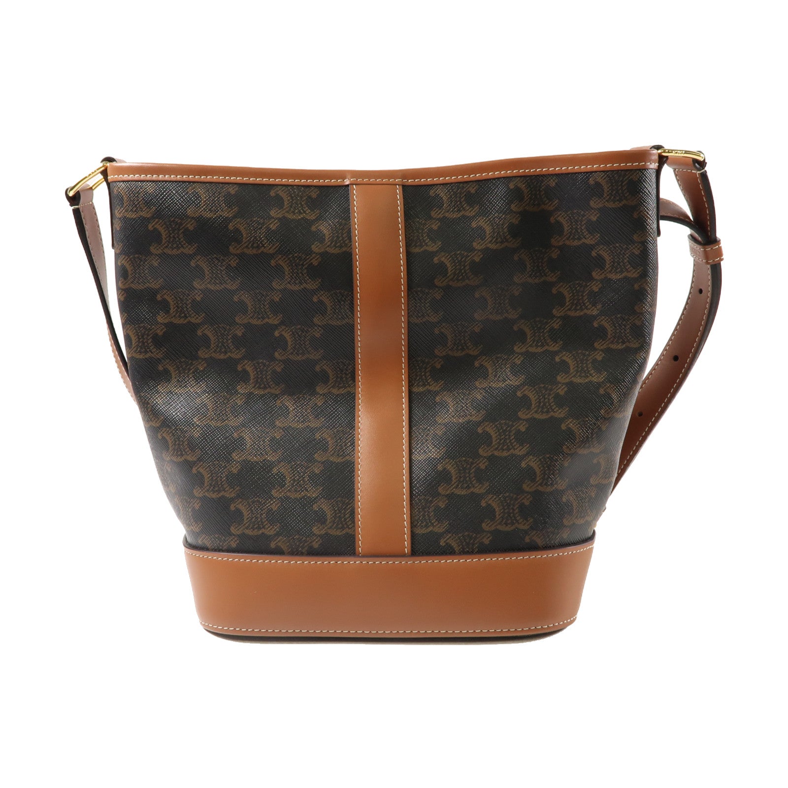 CELINE 塗層帆布Bucket Bag金扣肩背袋啡色
