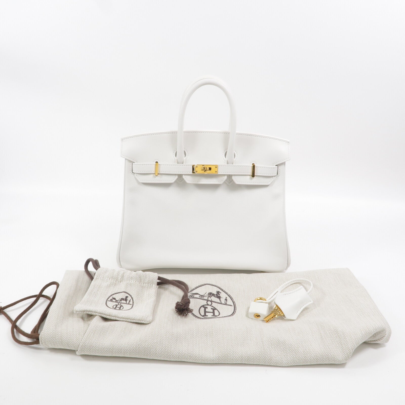 HERMES Swift皮革Birkin 25手挽袋New White