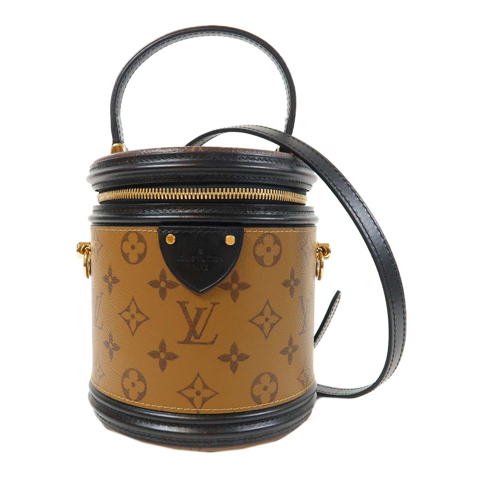 LOUIS VUITTON Monogram Reverse Cannes金扣手挽肩背兩用袋棕色