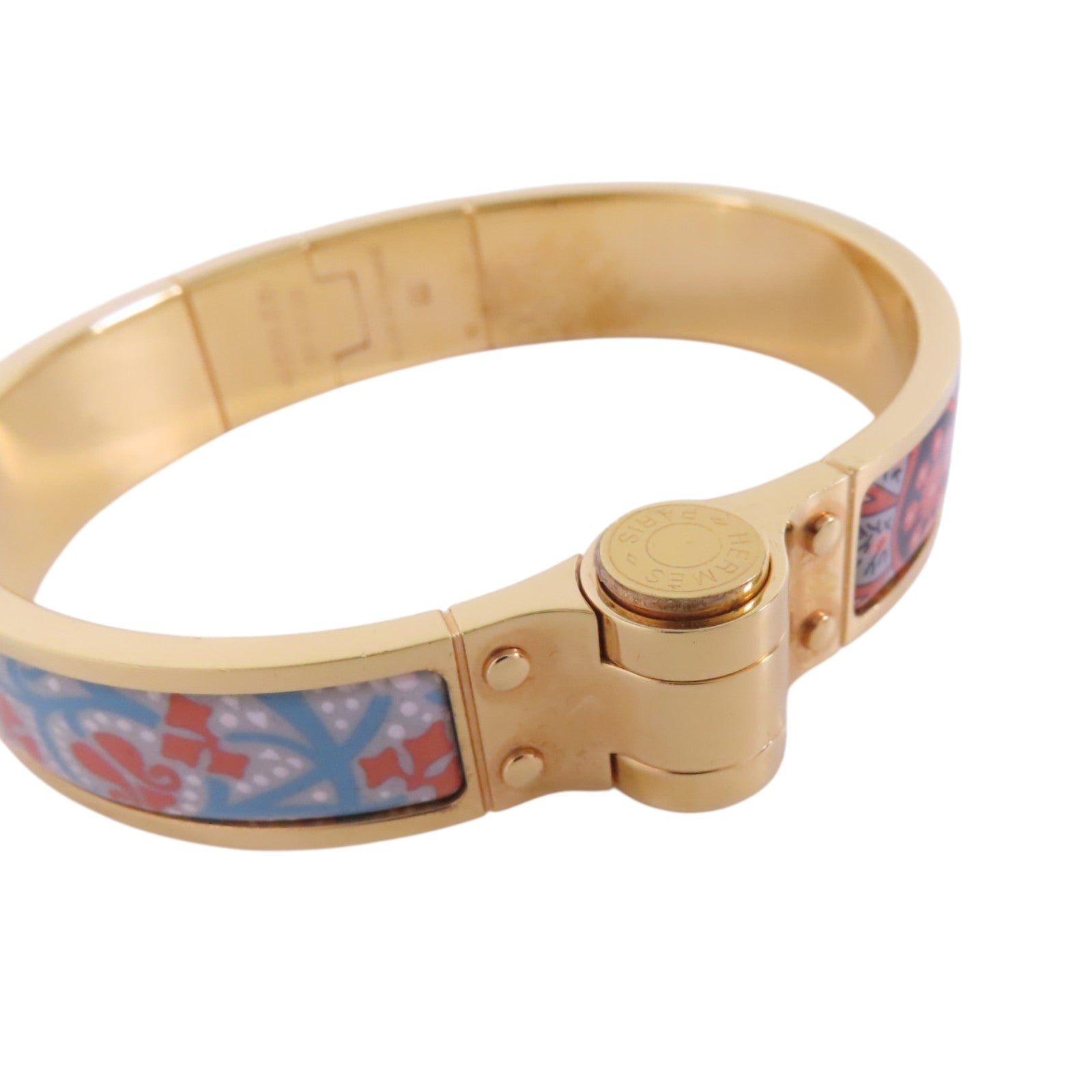 HERMES 金屬/琺瑯Hinged Bracelet金扣手鐲