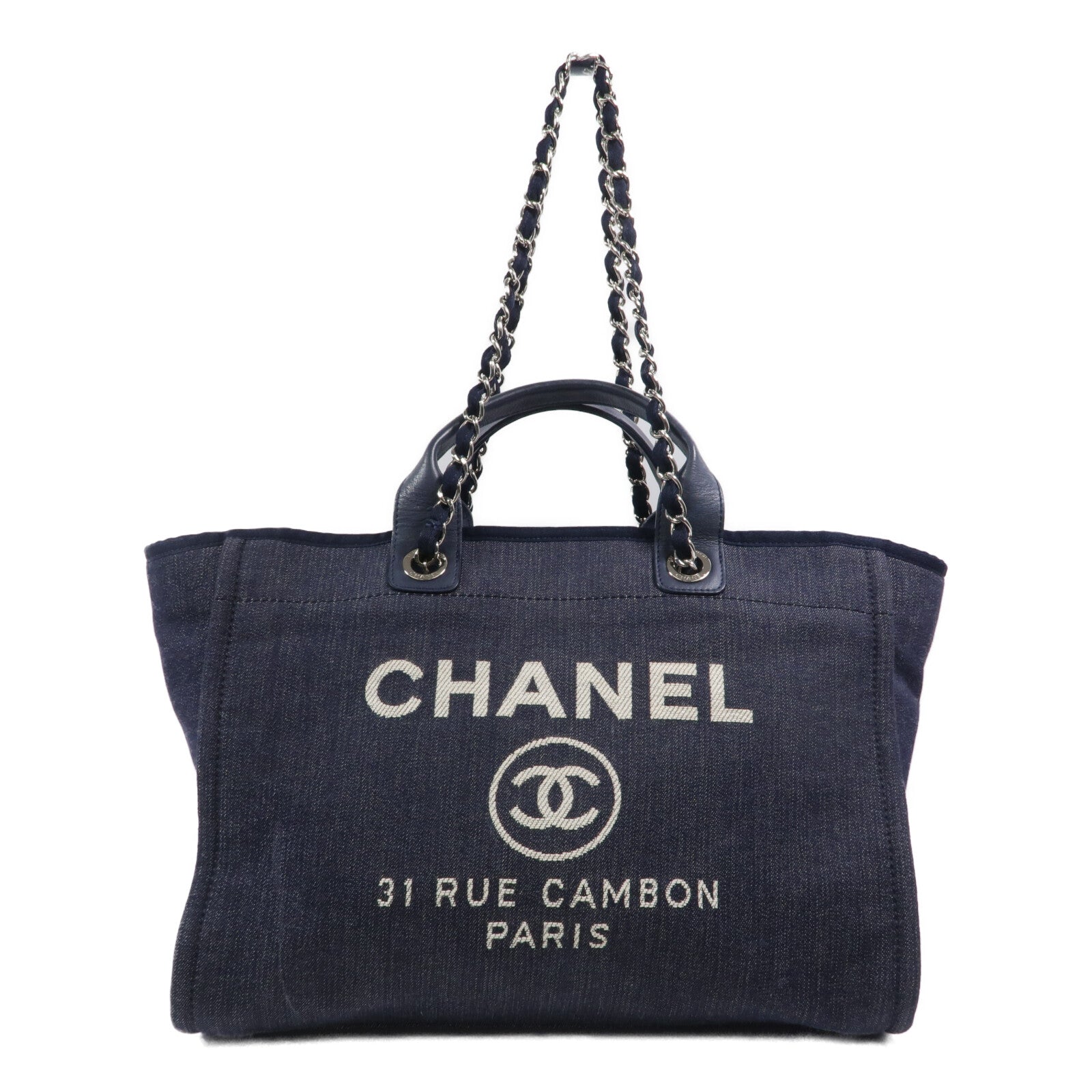 CHANEL 帆布Deauville Tote Bag手挽肩背兩用袋