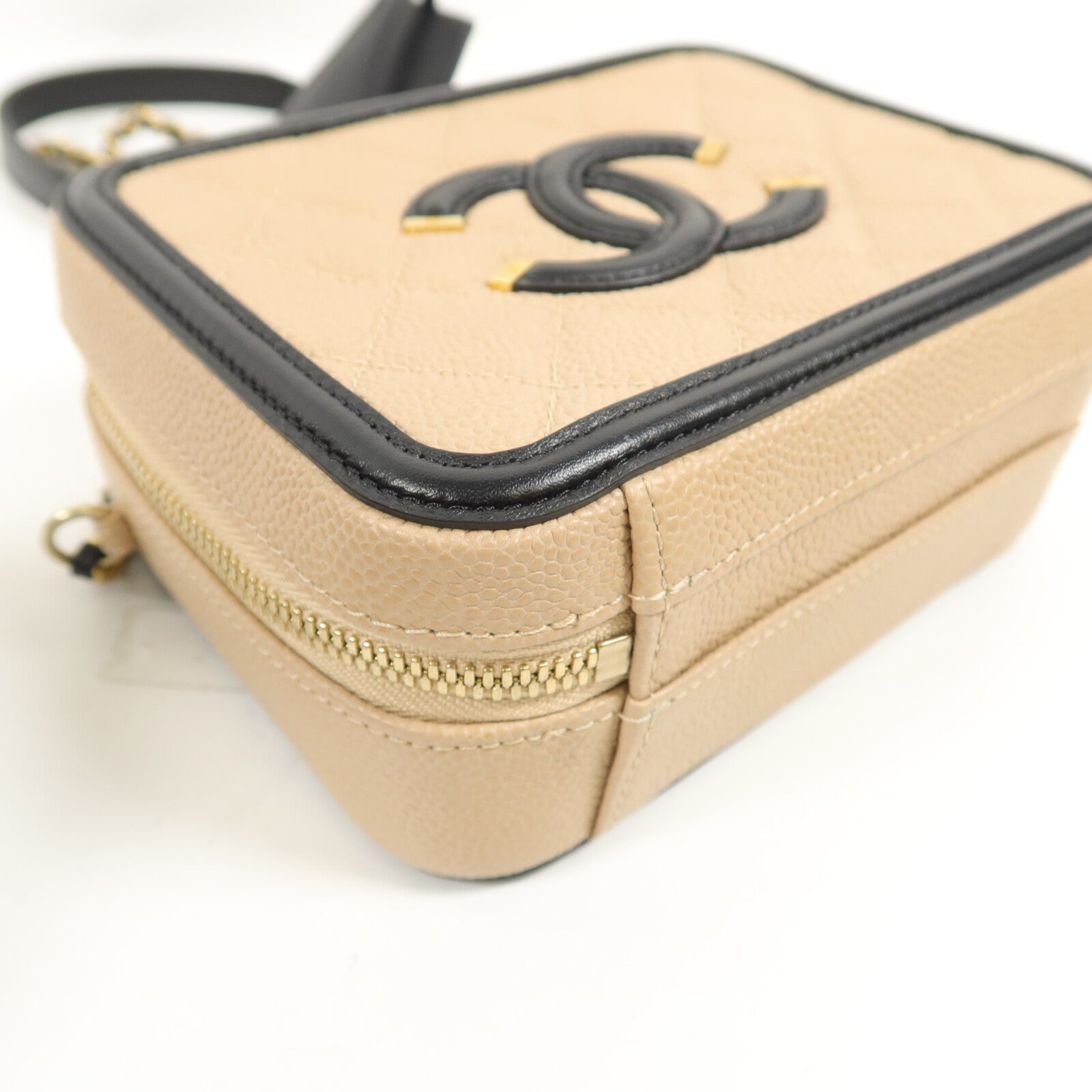 CHANEL 牛皮皮革CC Filigree Vanity Case Small手挽肩背兩用袋
