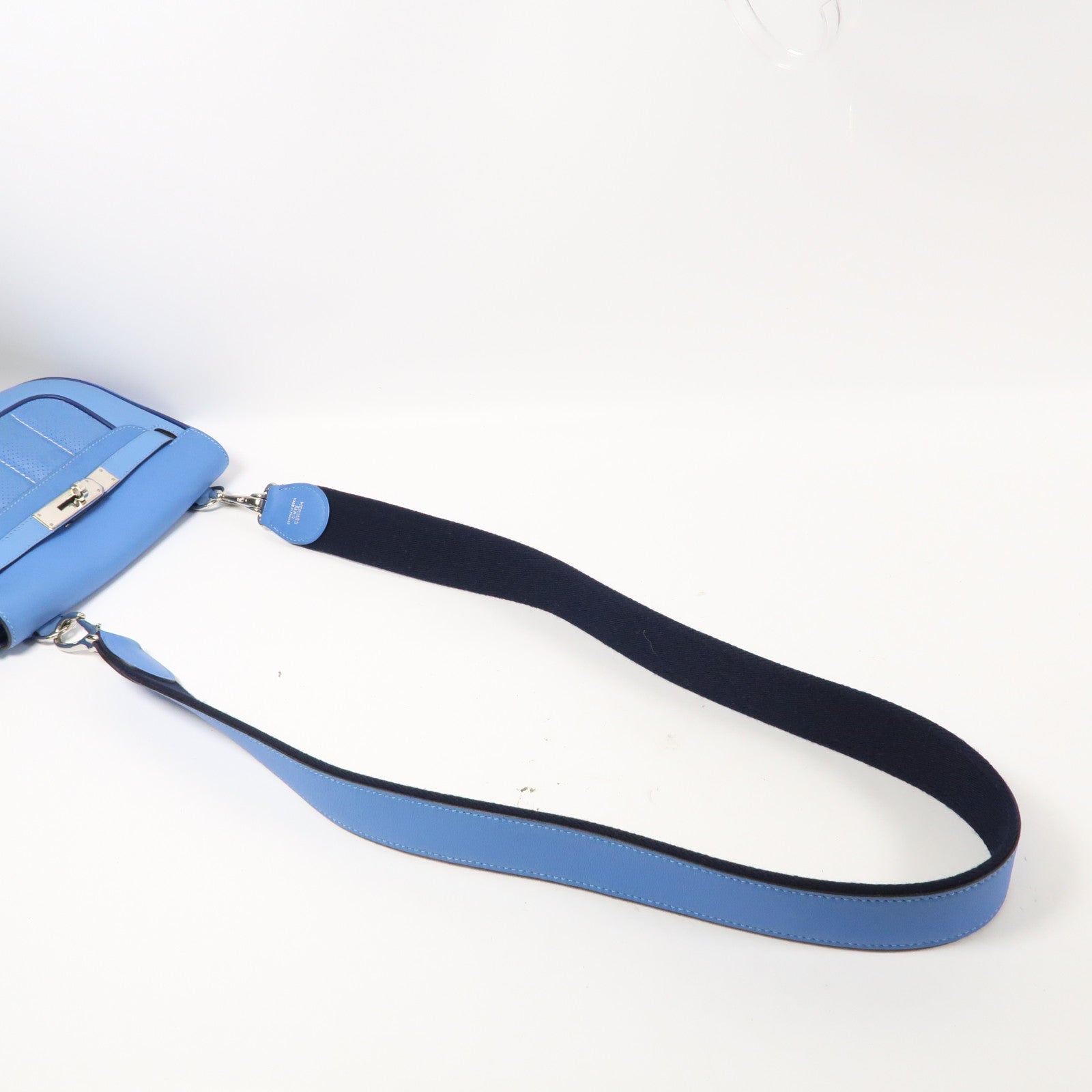 HERMES Swift皮革Mini Berline銀扣肩背袋藍色