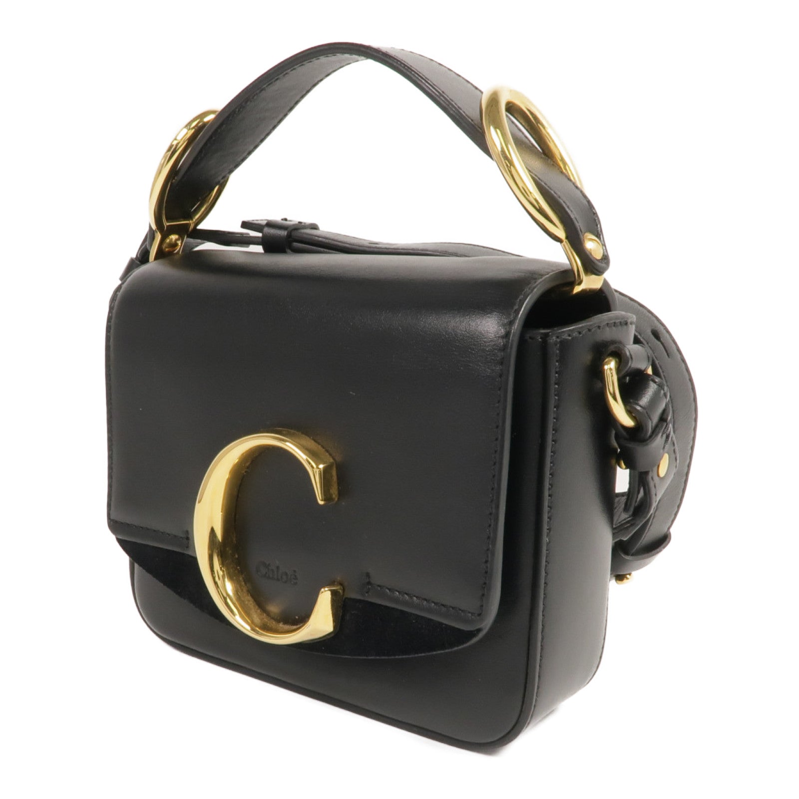Chloe 牛皮皮革Mini Chloe C Bag金扣手挽肩背兩用袋