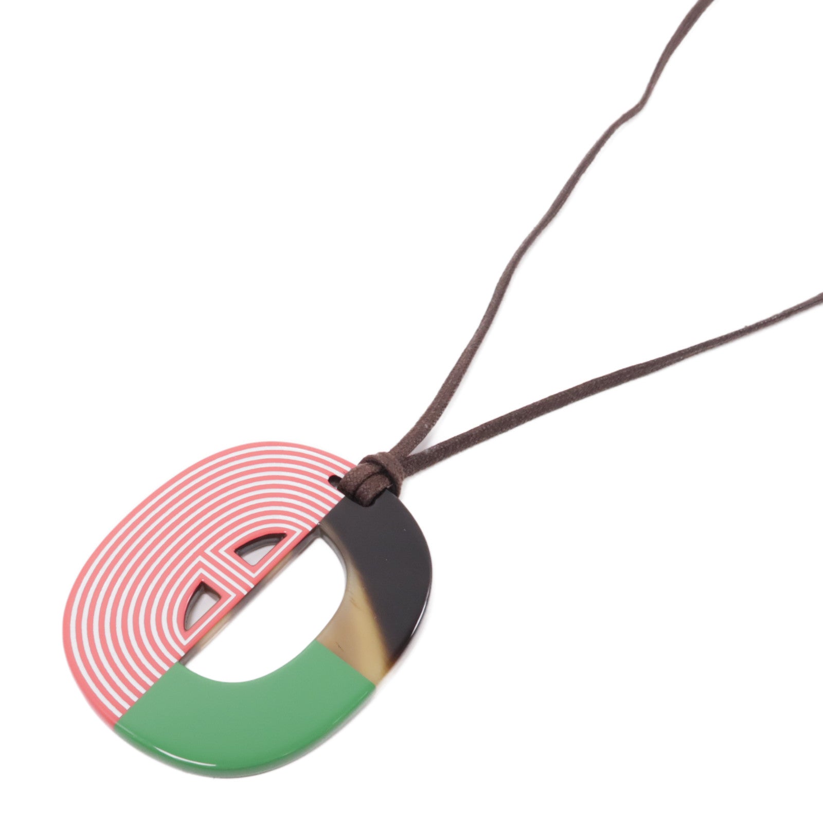 HERMES 水牛角Horn Necklace項鍊紅色/棕色/綠色