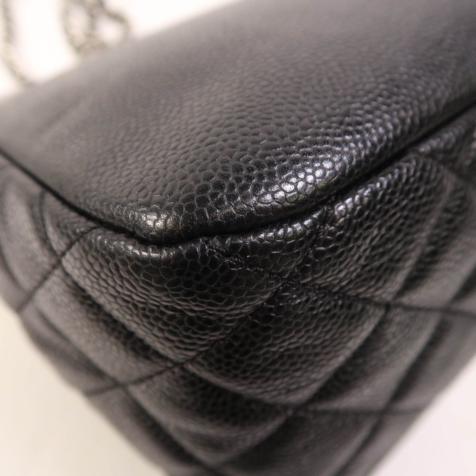 CHANEL 牛皮皮革Chain Shoulder銀扣鏈帶肩背袋