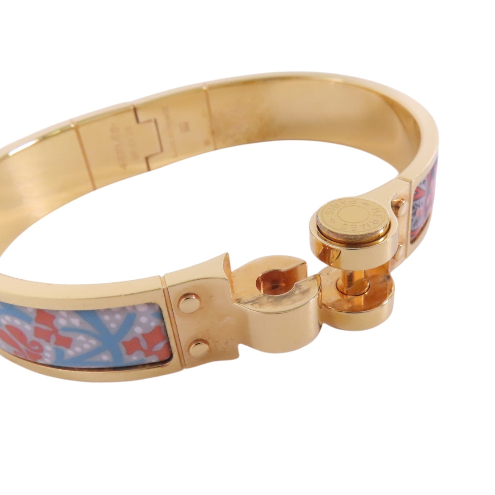 HERMES 金屬/琺瑯Hinged Bracelet金扣手鐲