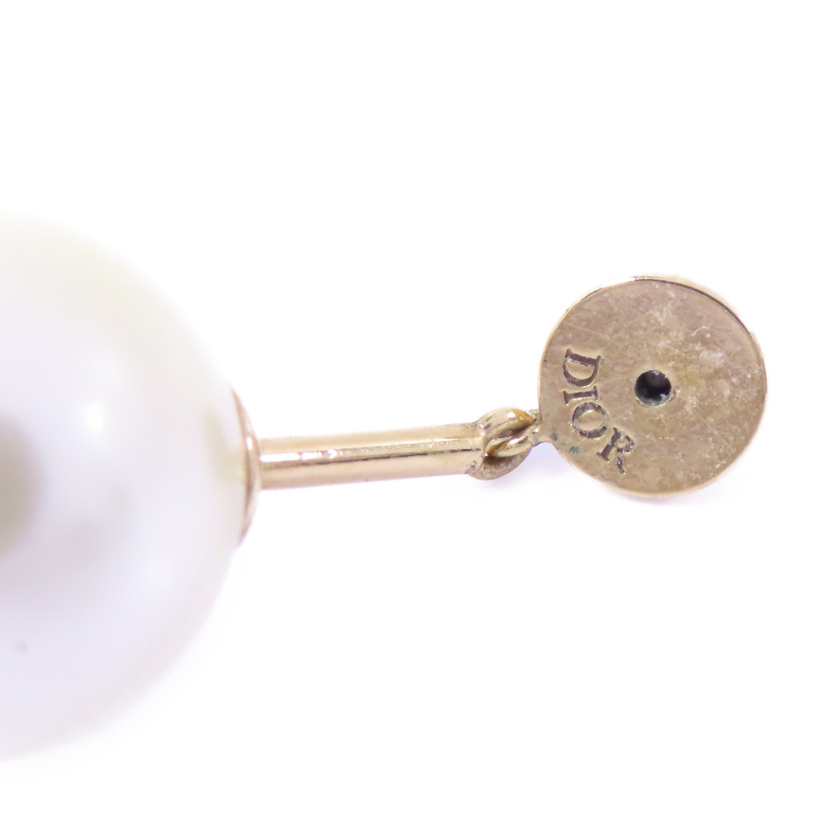 Dior 金屬/PVC Single Earring耳環金色/白色