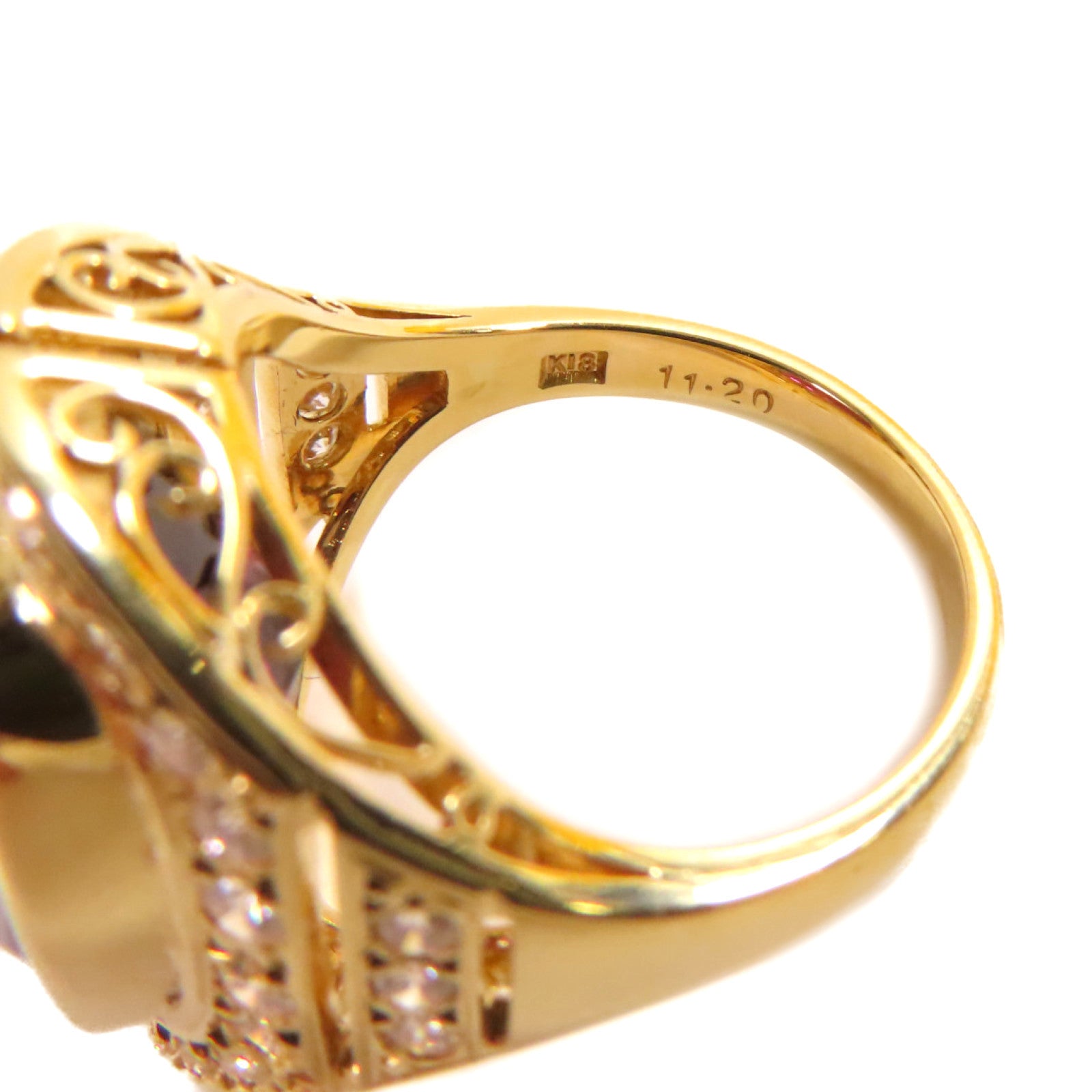 JEWELRY 18K黃金/11.2ct石榴石/0.51ct鑽石Garnet Ring戒指US#5