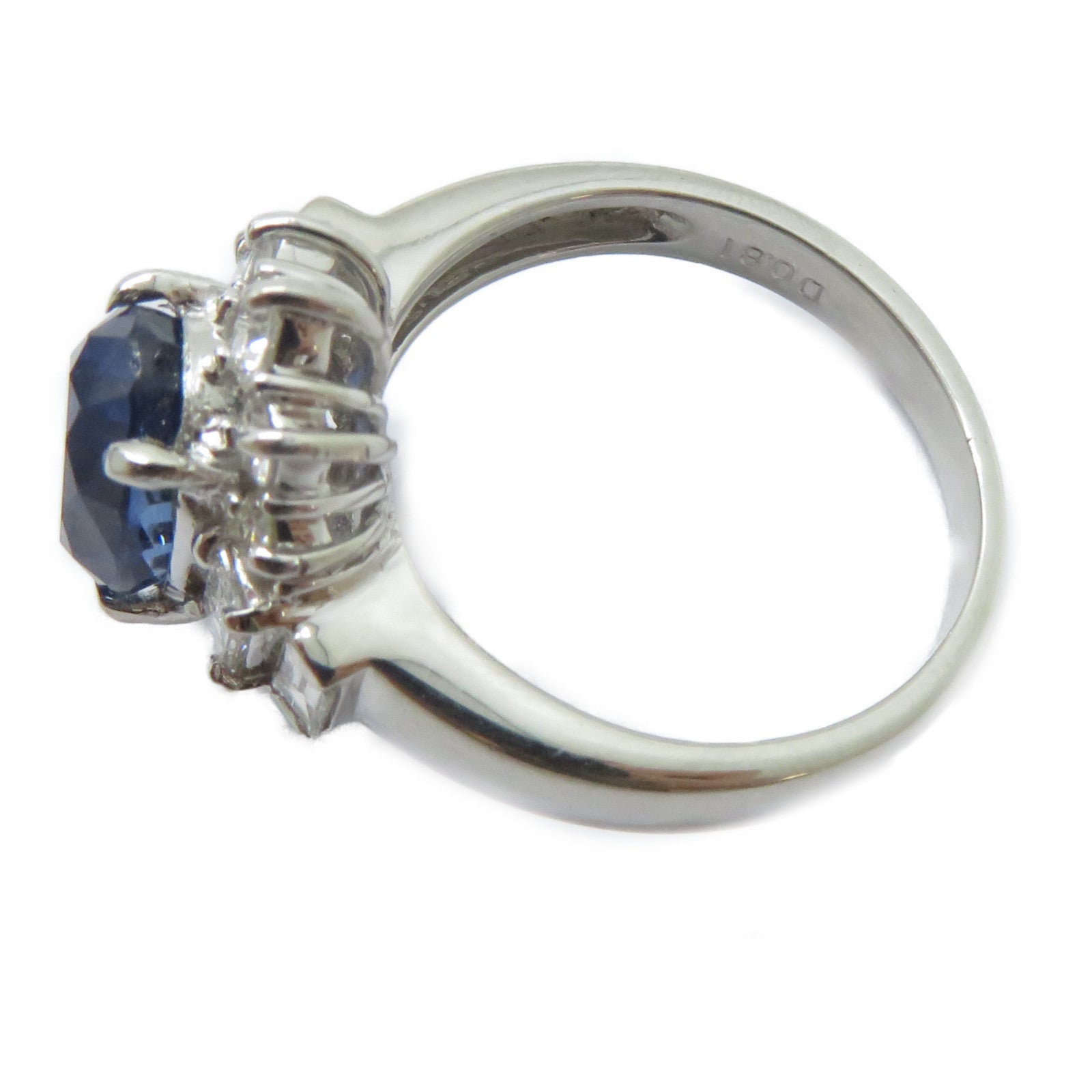 JEWELRY PT900鉑金Sapphire Ring 3.12ct藍寶石/0.81ct鑽石戒指US#6