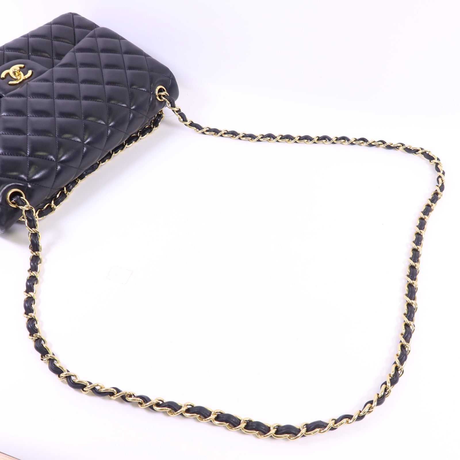 CHANEL 羊皮皮革Large Classic金扣鏈帶肩背袋