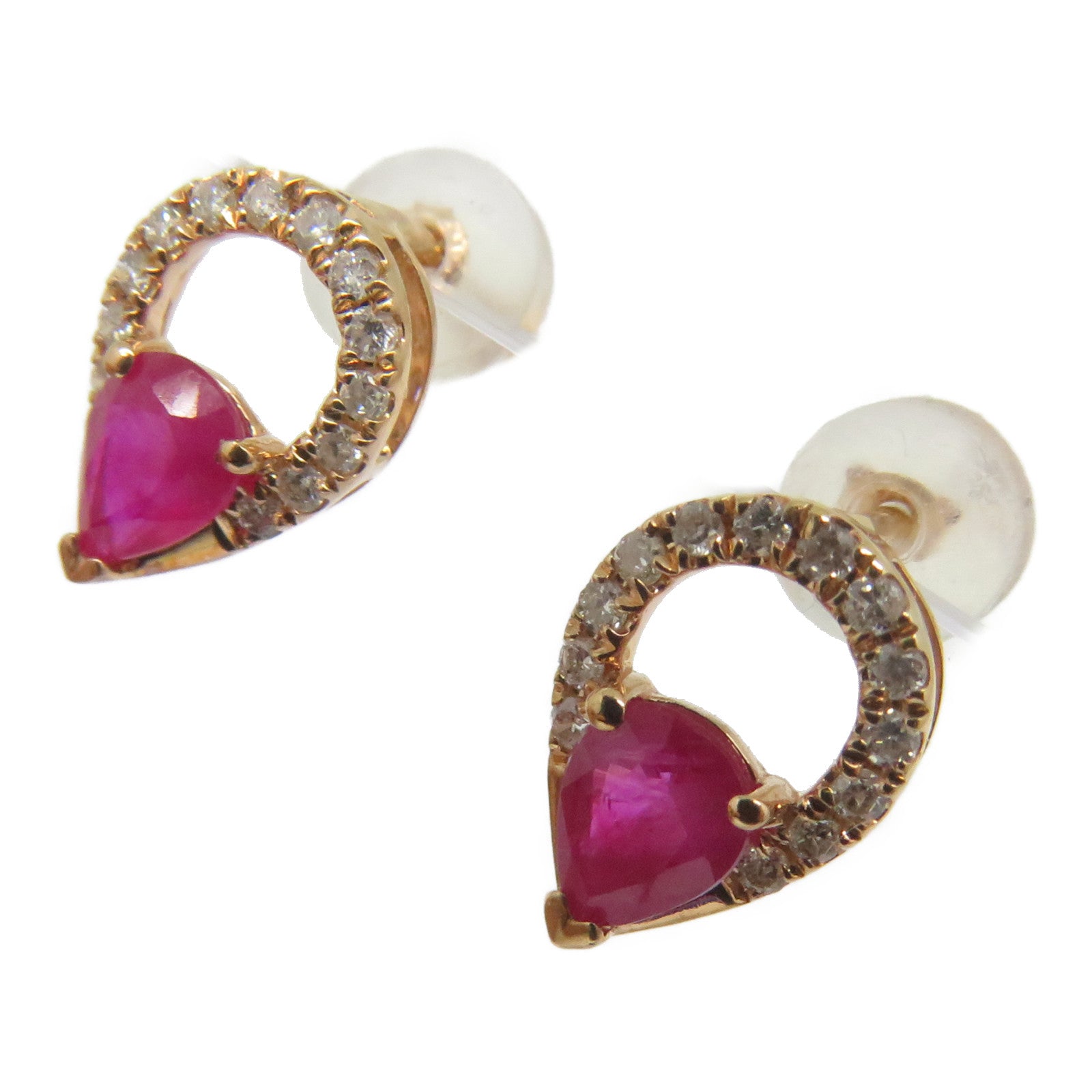 JEWELRY 【激減優惠】18K玫瑰金Ruby Earrings 0.650ct紅寶石/0.230ct鑽石耳環紅色/金色