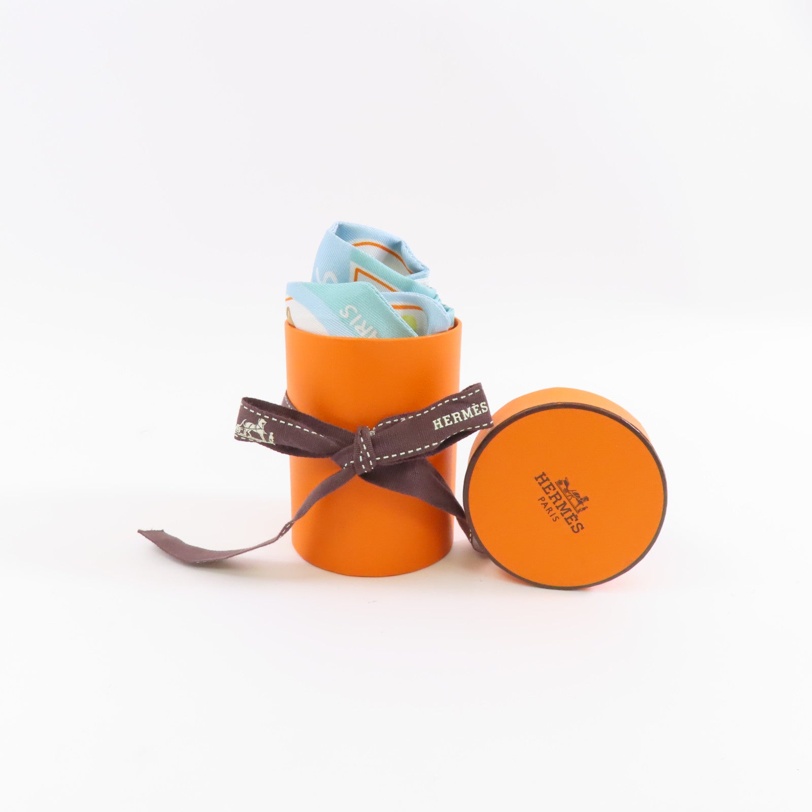 HERMES 絲質Twilly絲巾淺藍色/彩色