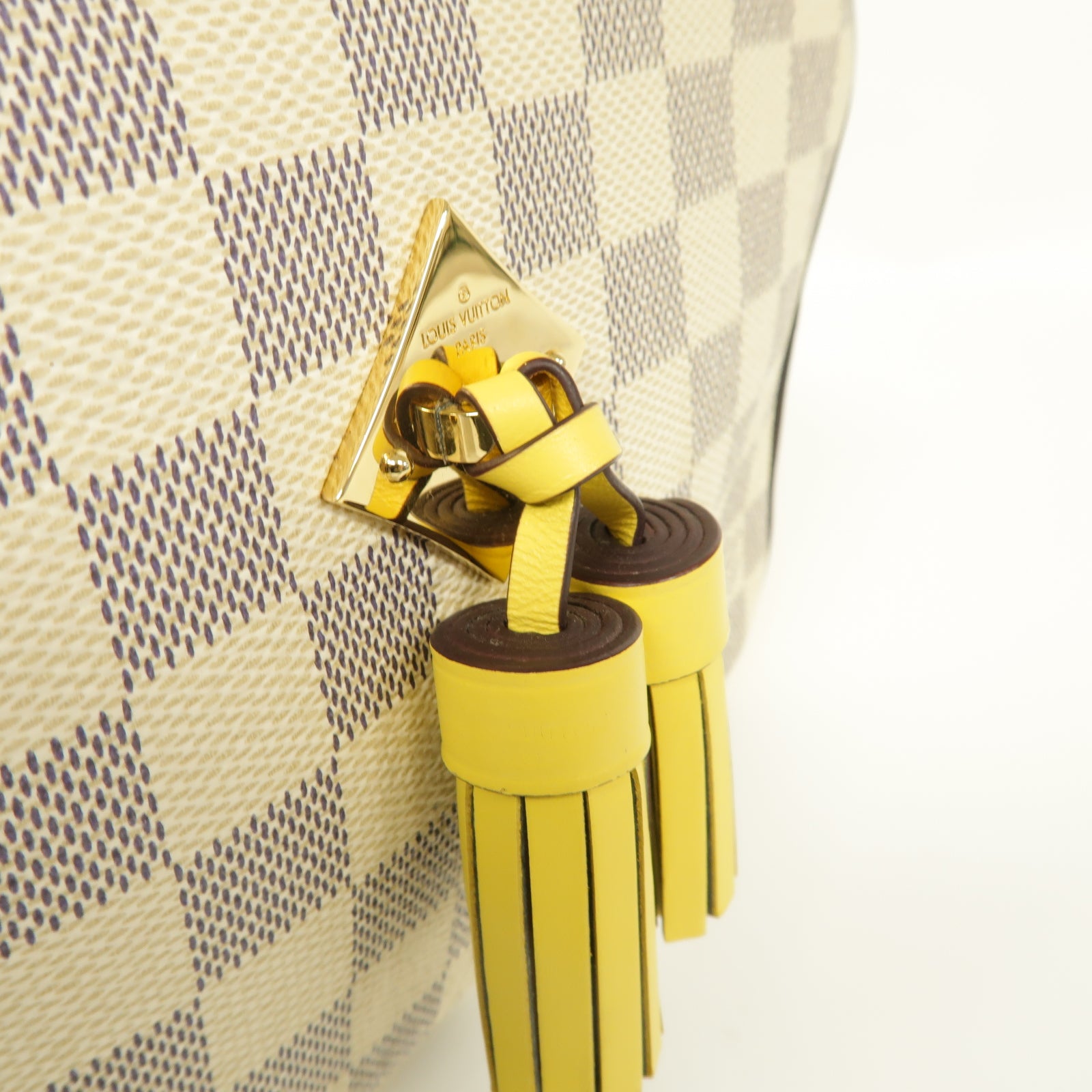 LOUIS VUITTON 【激減優惠】Damier Azur Saintonge金扣手挽肩背兩用袋黃色/白色