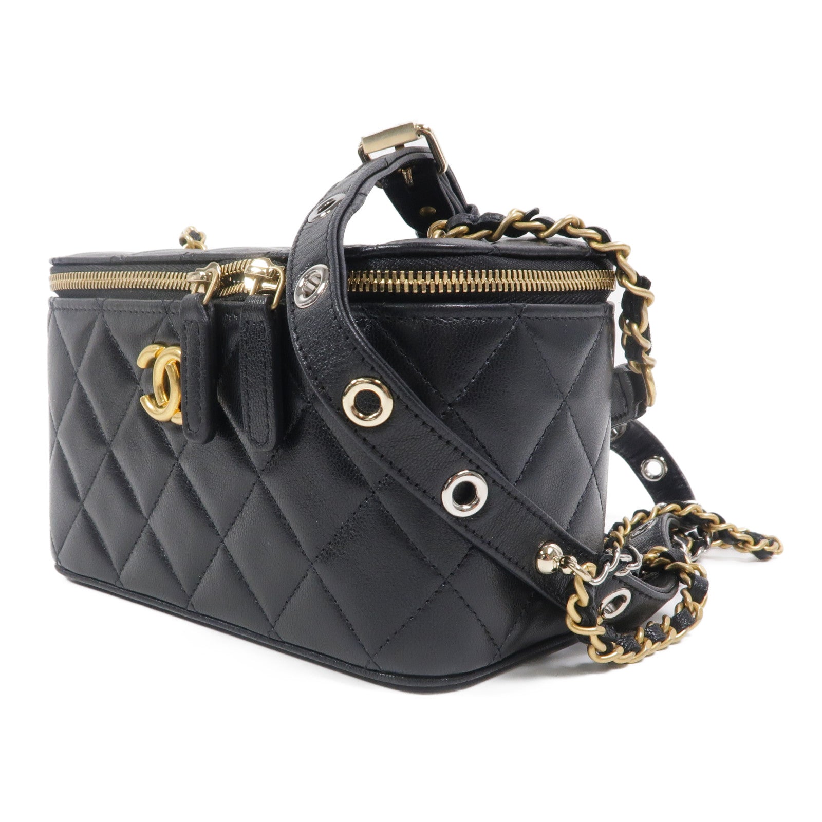 CHANEL 羊皮皮革Vanity Case鏈帶肩背袋