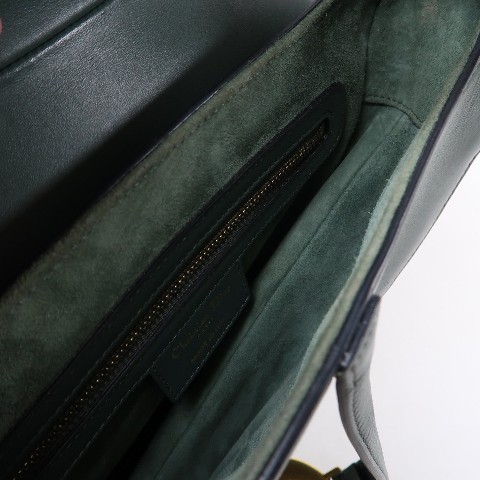 Dior 牛皮皮革Saddle Bag金扣肩背袋綠色
