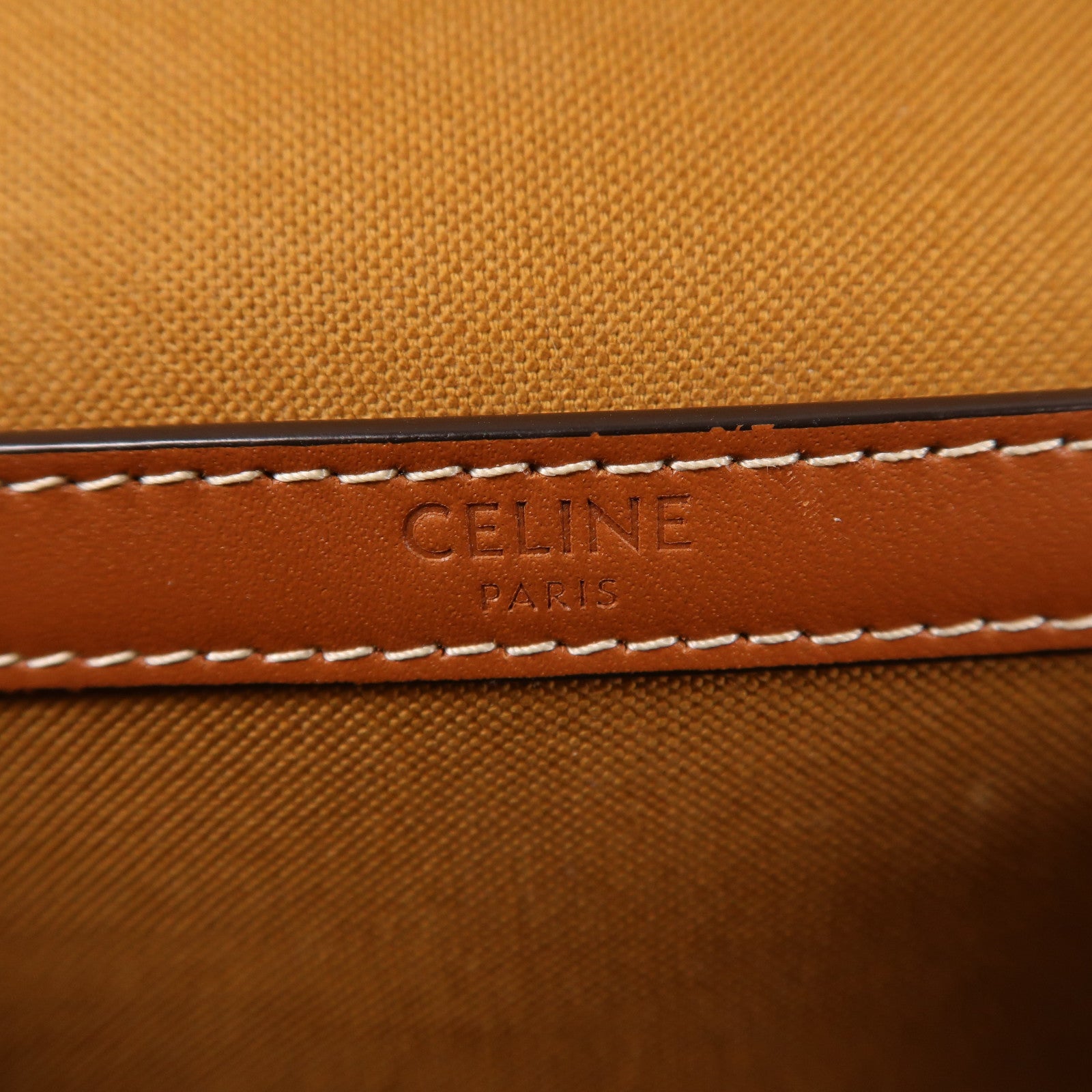 CELINE 塗層帆布Folco金扣肩背袋黑色/棕色