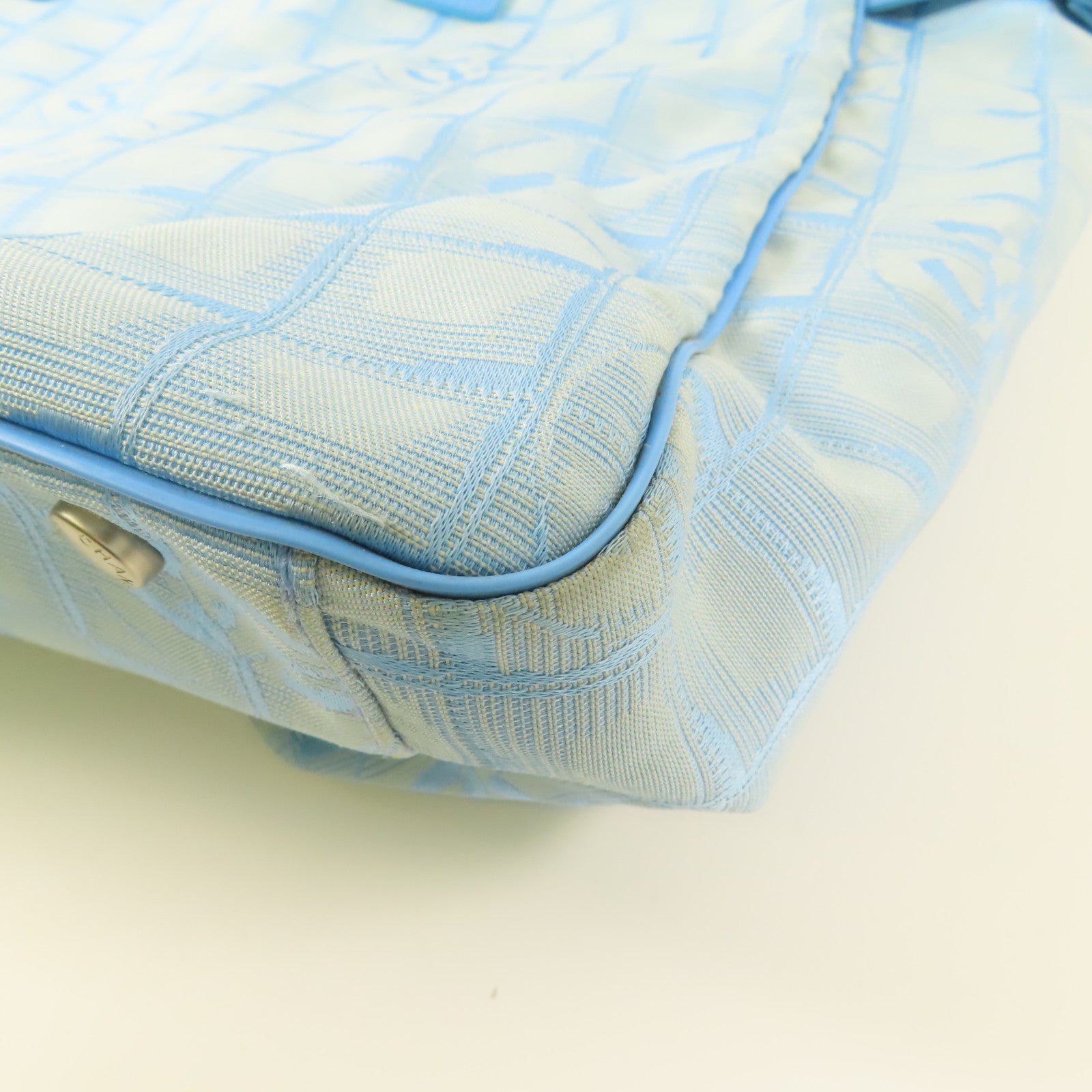 CHANEL CC SHW New Travel Line Tote Bag Nylon Blue