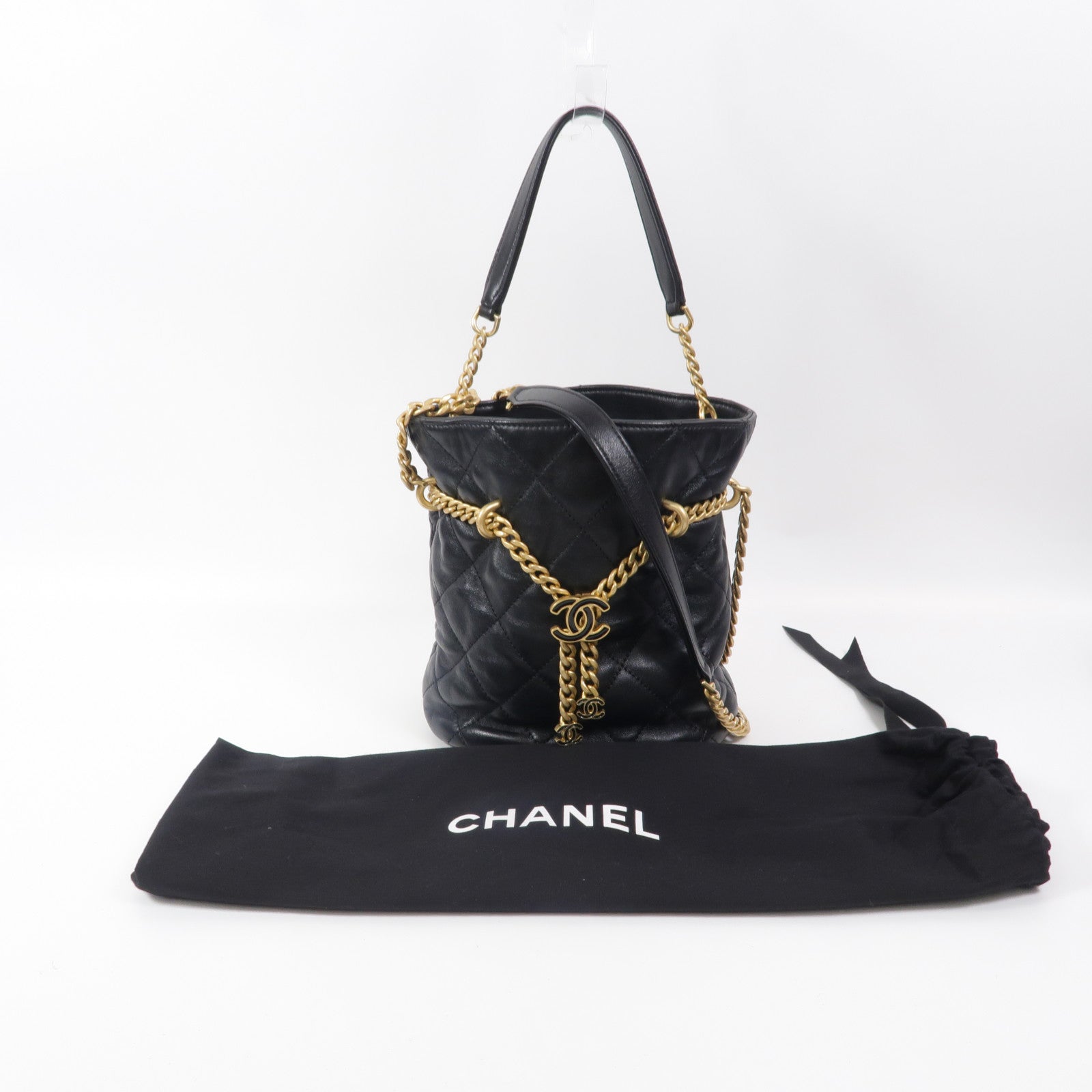 CHANEL 羊皮皮革Bucket Bag手挽肩背兩用袋