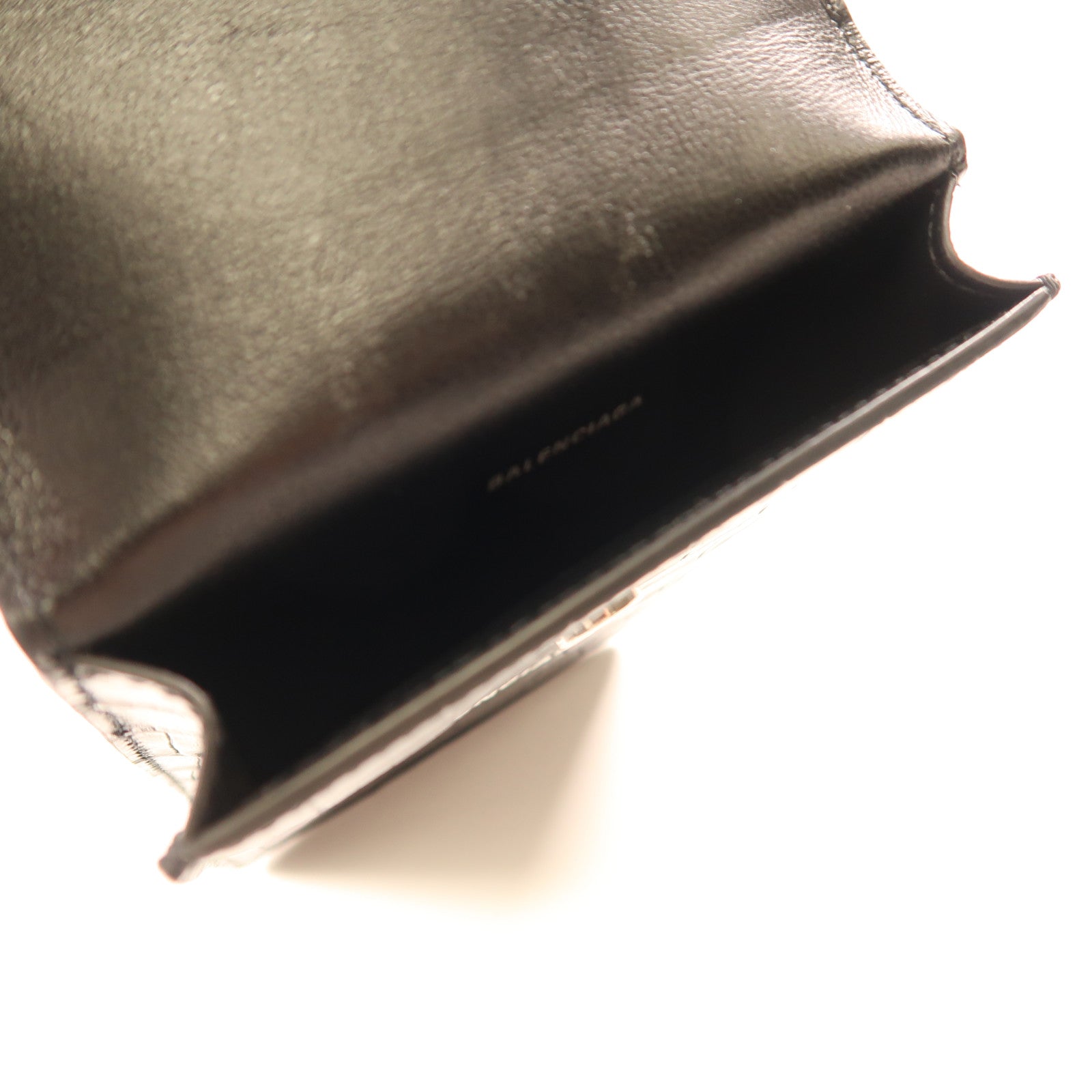 BALENCIAGA 牛皮皮革Cash Phone Card Holder銀扣肩背袋黑色