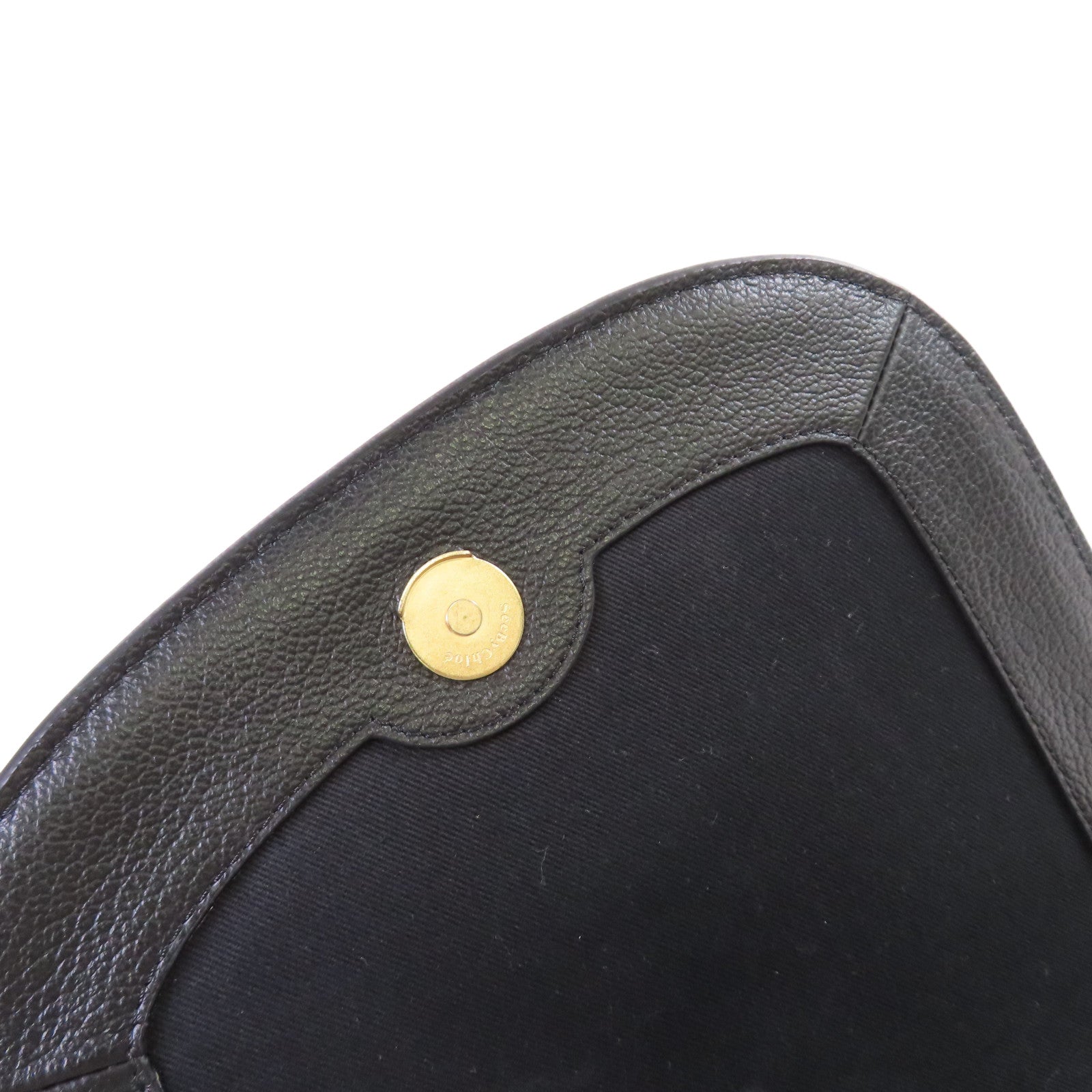 SEE BY CHLOE 麂皮皮革/牛皮皮革Hana Small Shoulder Bag金扣肩背袋黑色