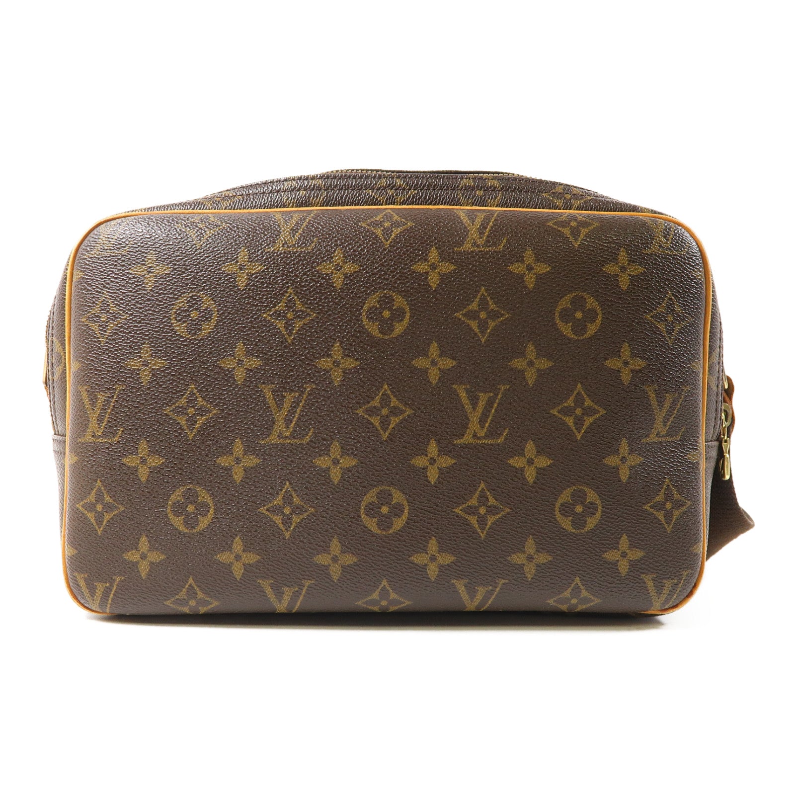 LOUIS VUITTON Monogram Reporter PM金扣肩背袋啡色