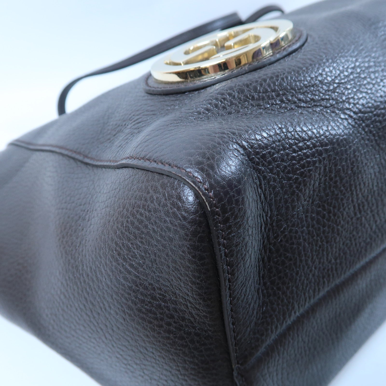 GUCCI 牛皮皮革Shoulder Tote Bag金扣肩背袋巧克力啡色