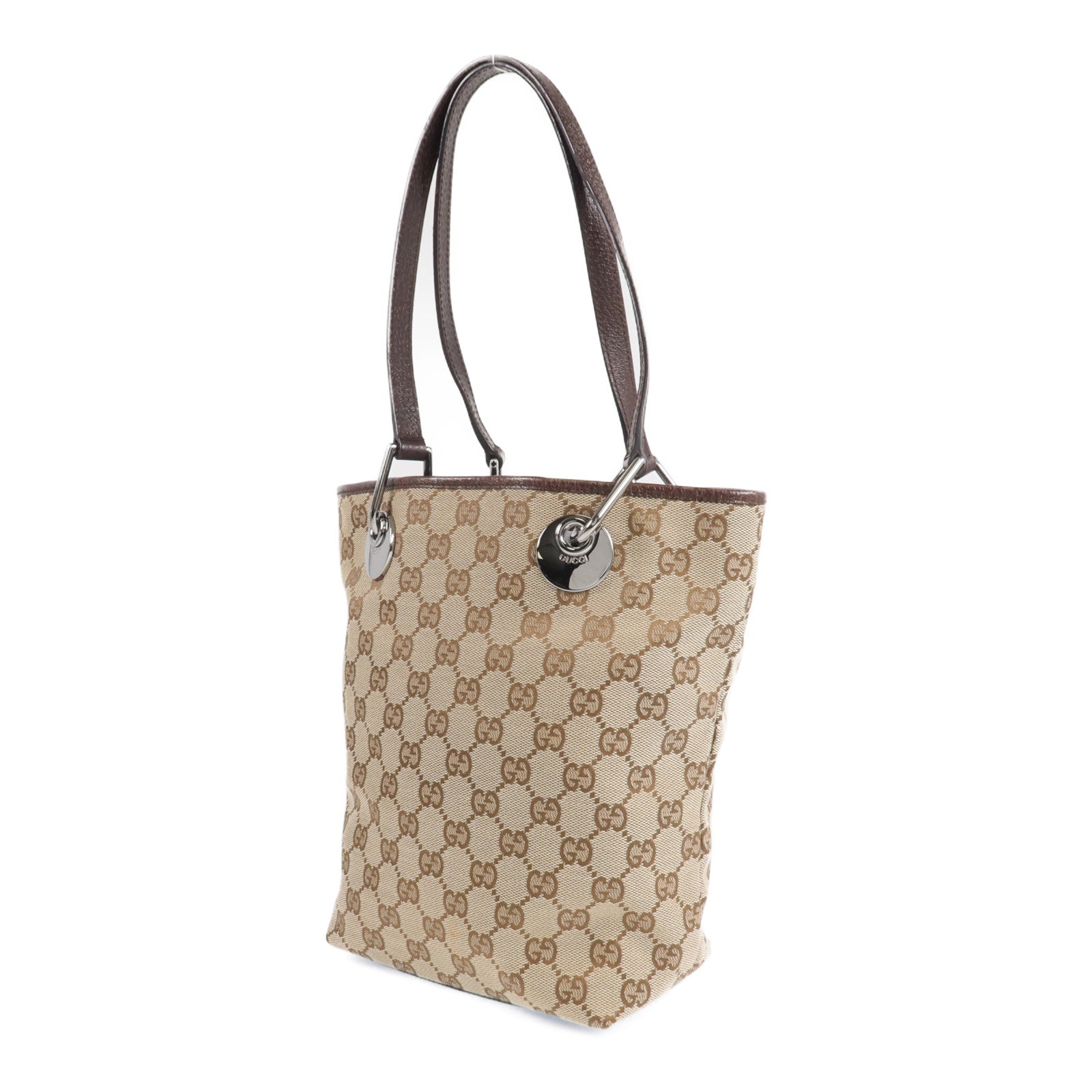 GUCCI 帆布Shoulder Tote銀扣肩背袋/手挽袋