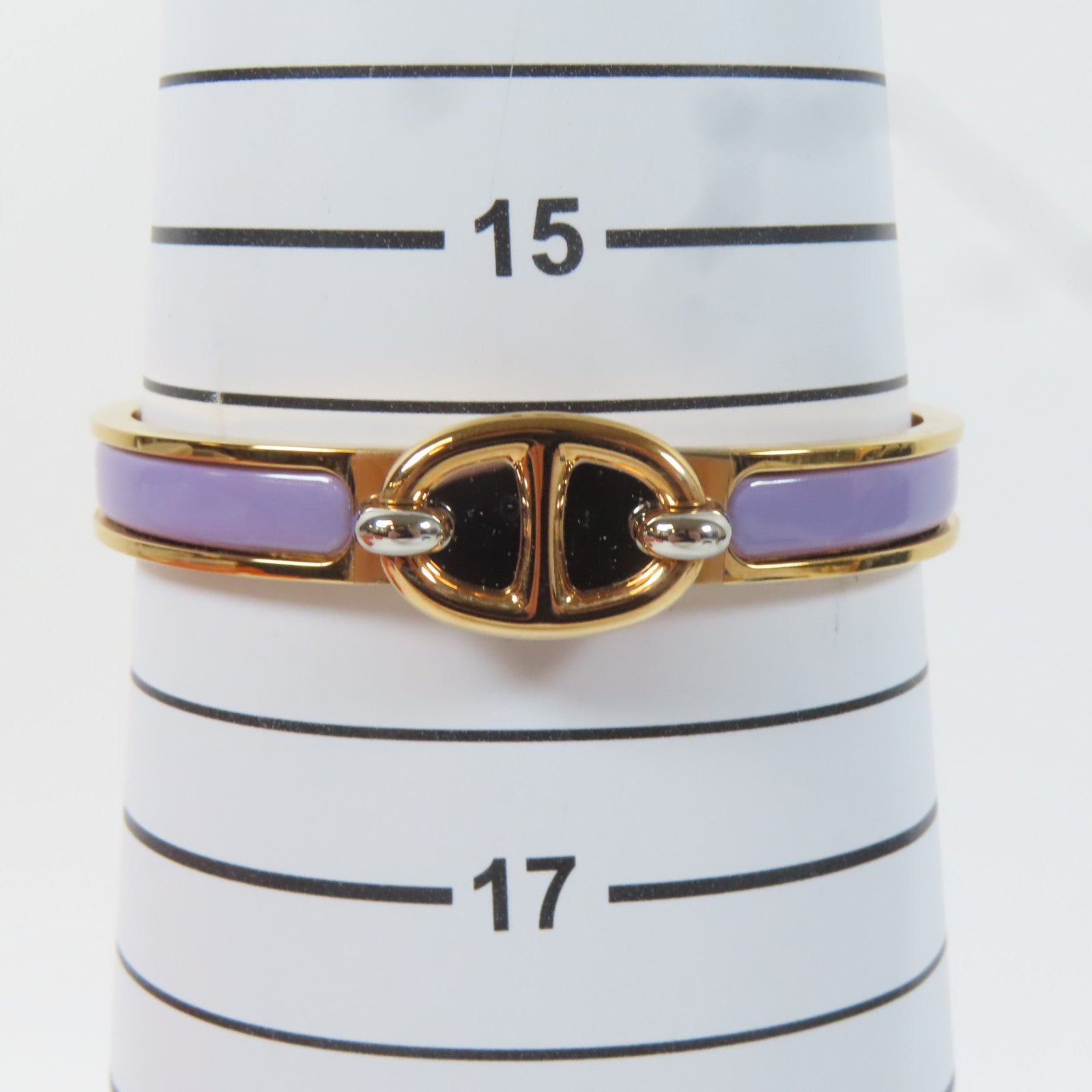 HERMES 琺瑯/金屬Mini Clic Bracelet金扣手鐲紫色