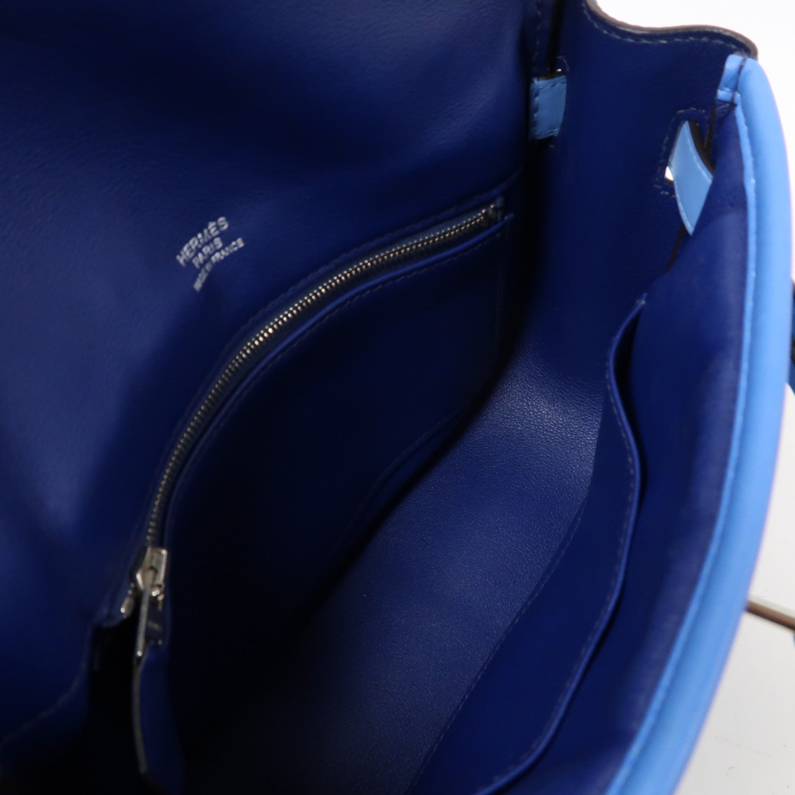 HERMES Swift皮革Mini Berline銀扣肩背袋藍色