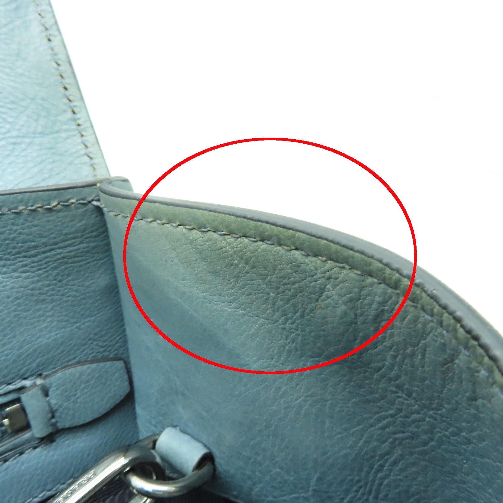 PRADA 【清倉大減價】牛皮皮革2 Way Shoulder Bag銀扣手挽肩背兩用袋海藍色
