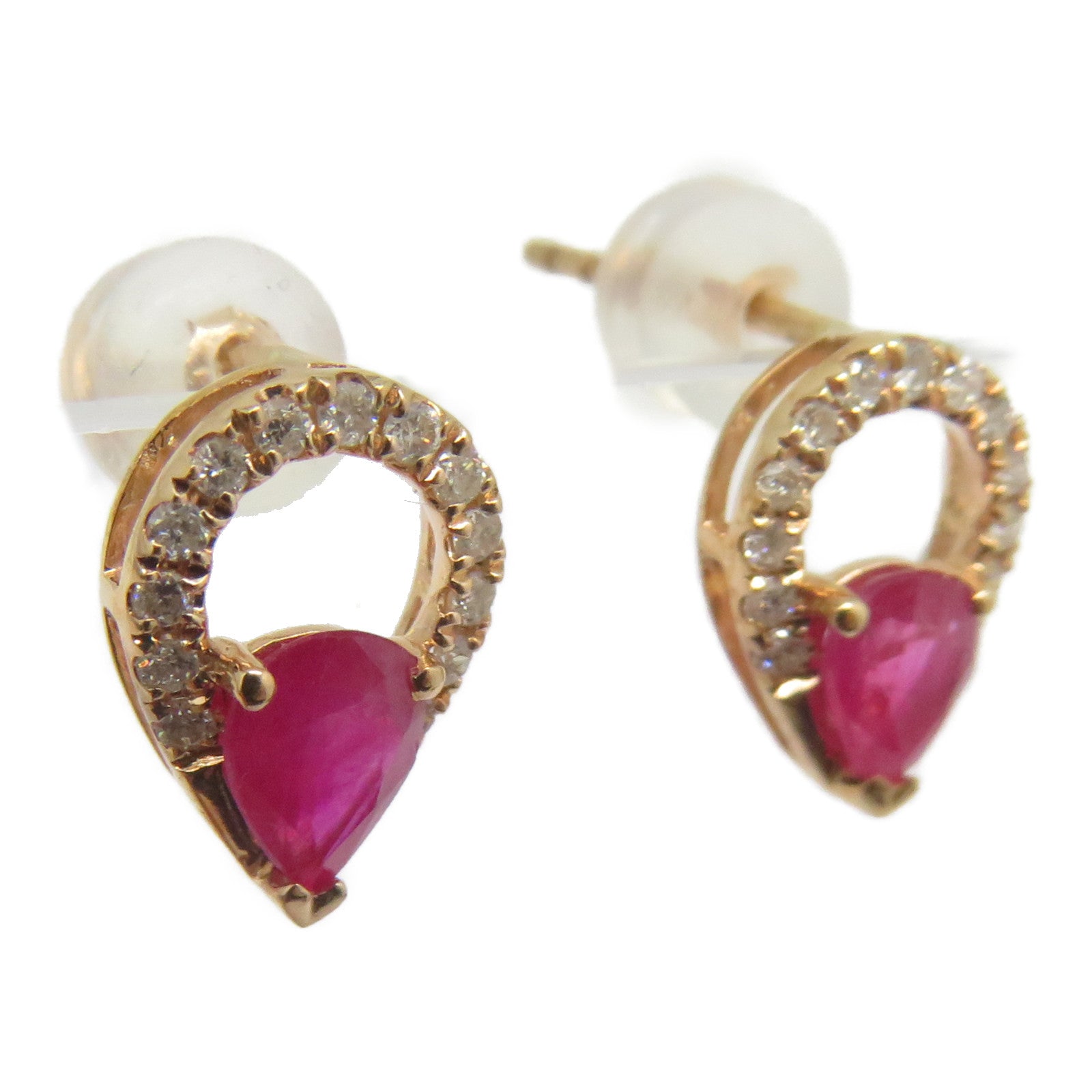 JEWELRY 【激減優惠】18K玫瑰金Ruby Earrings 0.650ct紅寶石/0.230ct鑽石耳環紅色/金色