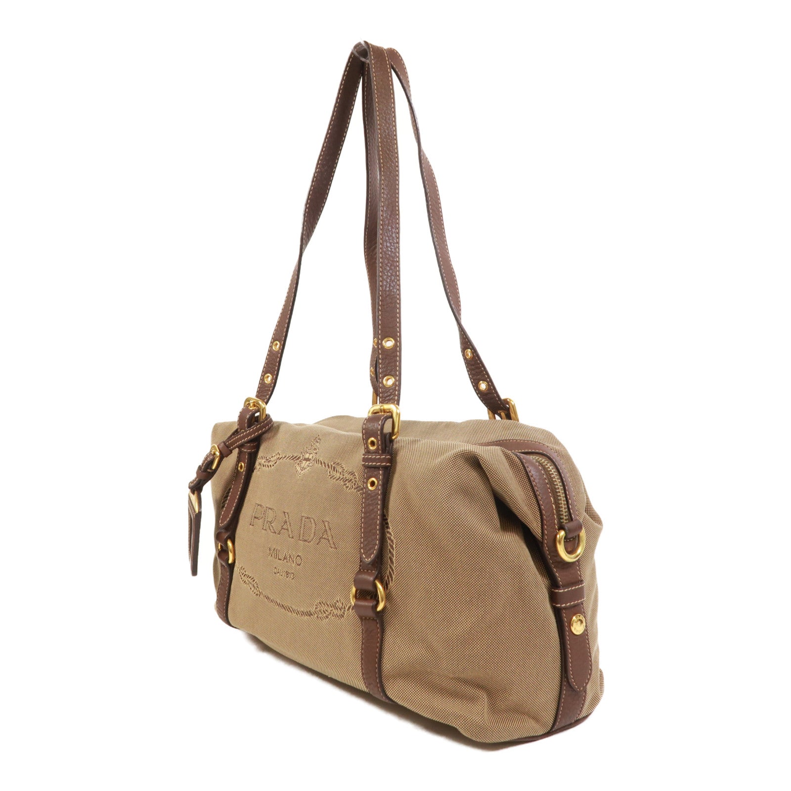 PRADA 帆布Shoulder Bag金扣肩背袋