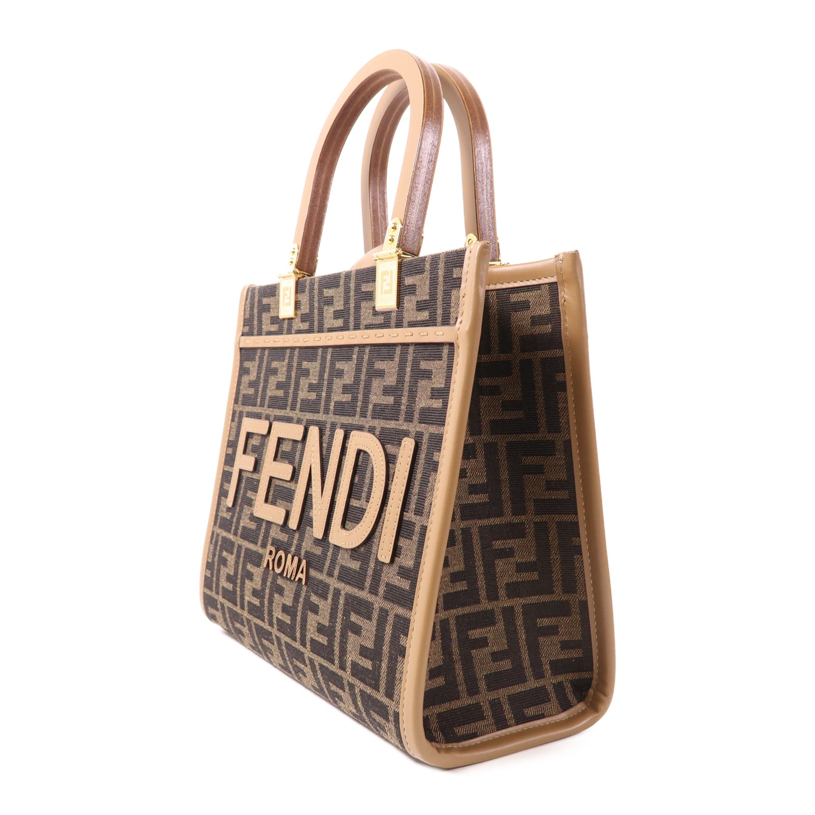 FENDI 帆布Sunshine Small金扣手挽肩背兩用袋