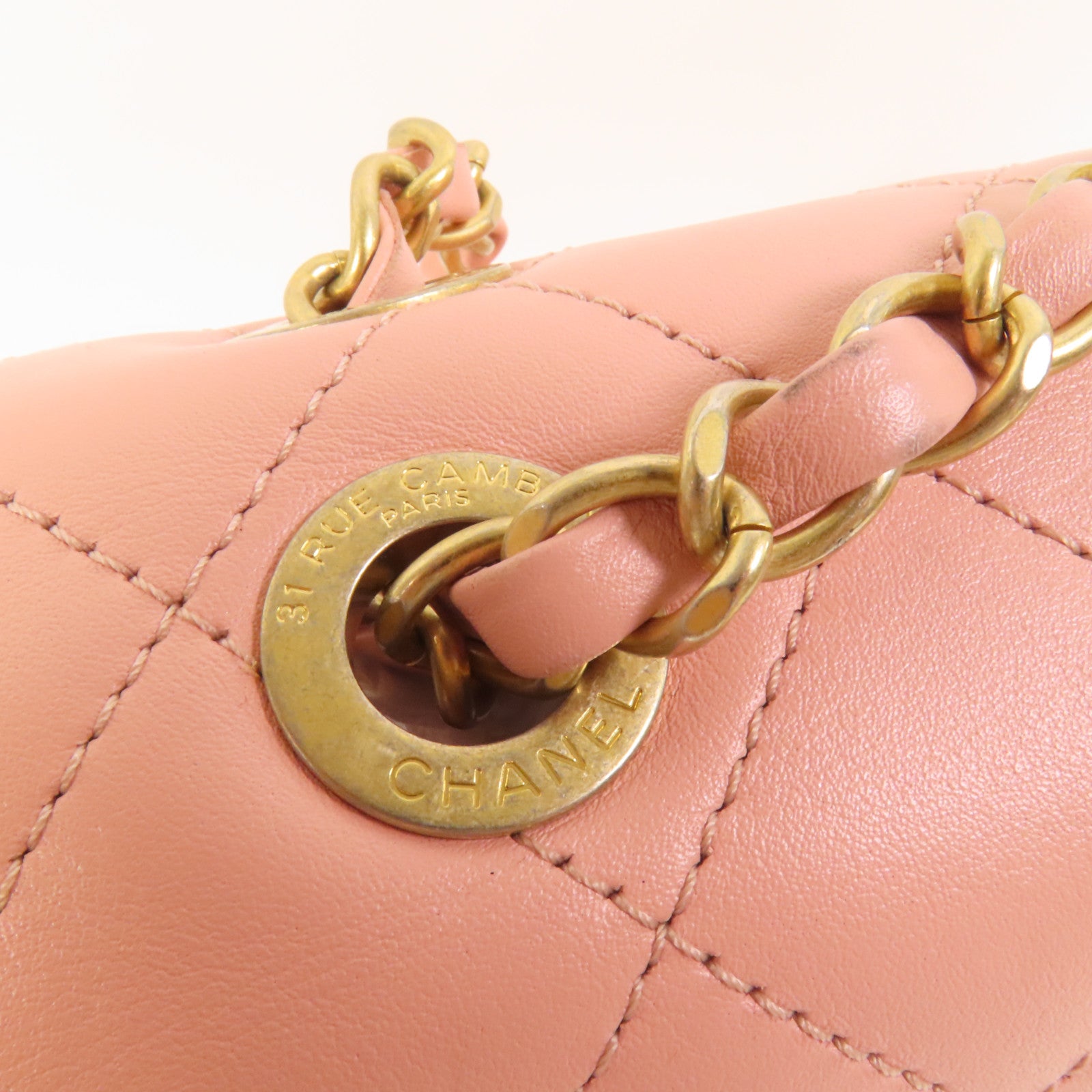 CHANEL 皮革Shoulder Bag金扣鏈帶肩背袋