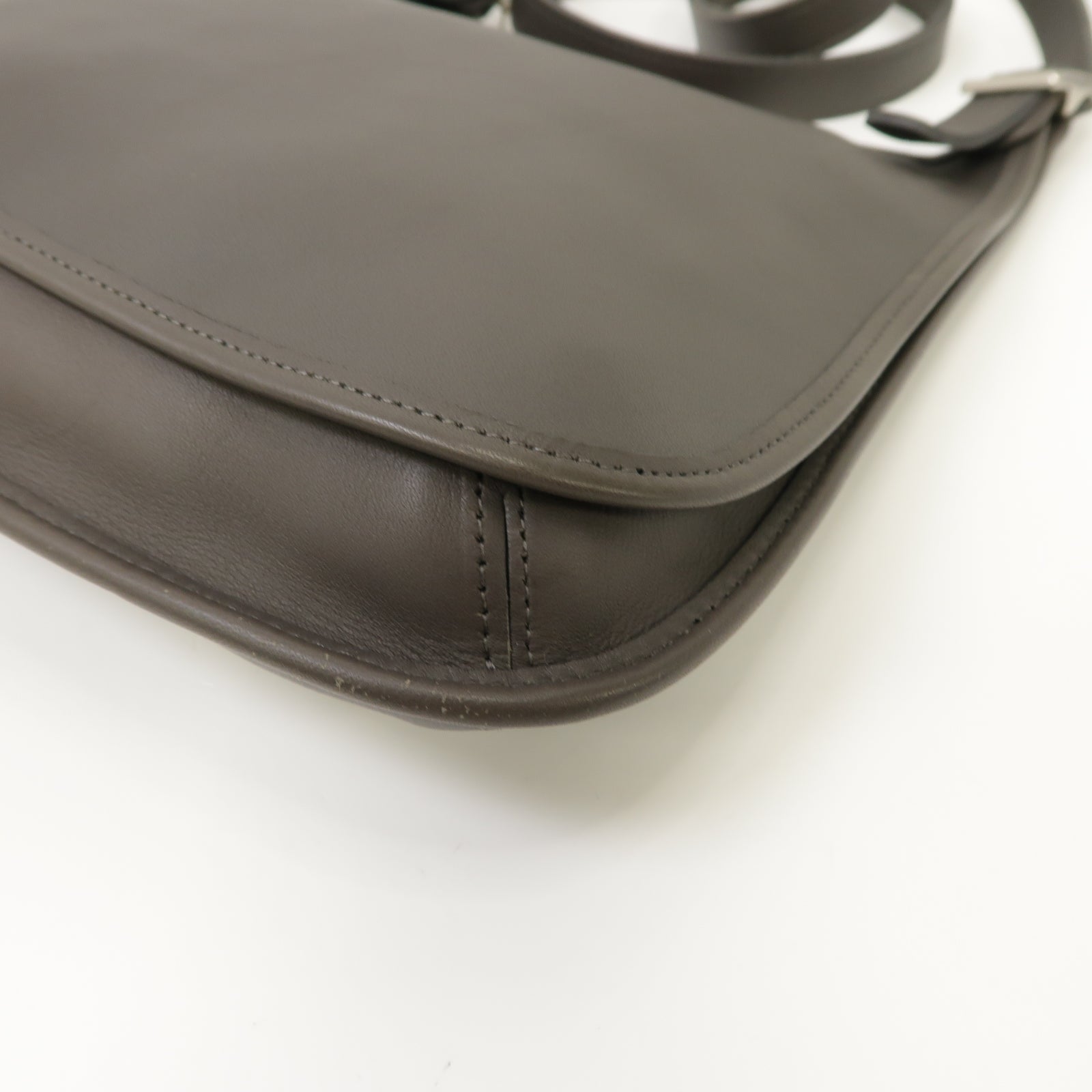 COACH 牛皮皮革Shoulder Bag銀扣肩背袋灰色