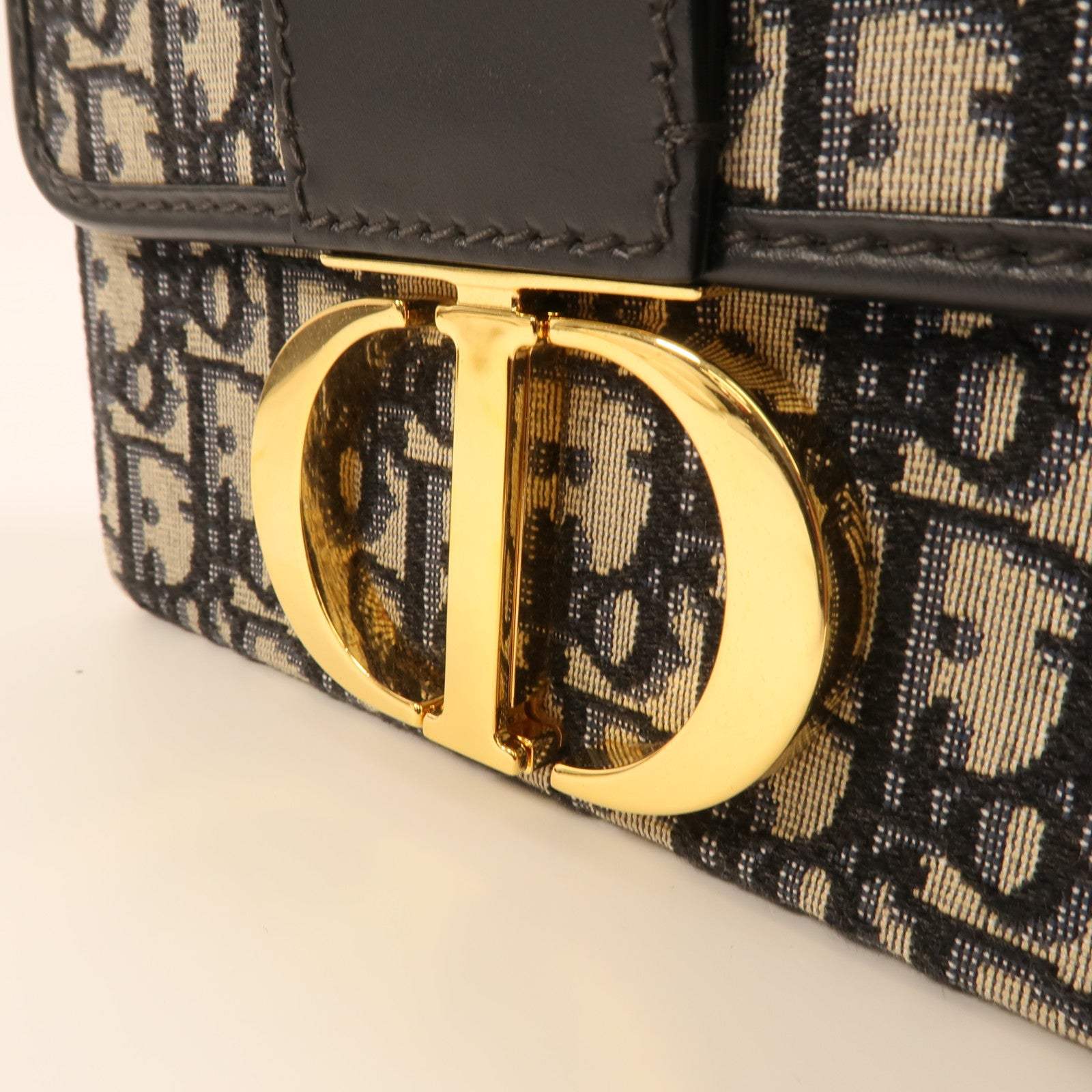 Dior 帆布/牛皮皮革Oblique Montaigne 30金扣肩背袋