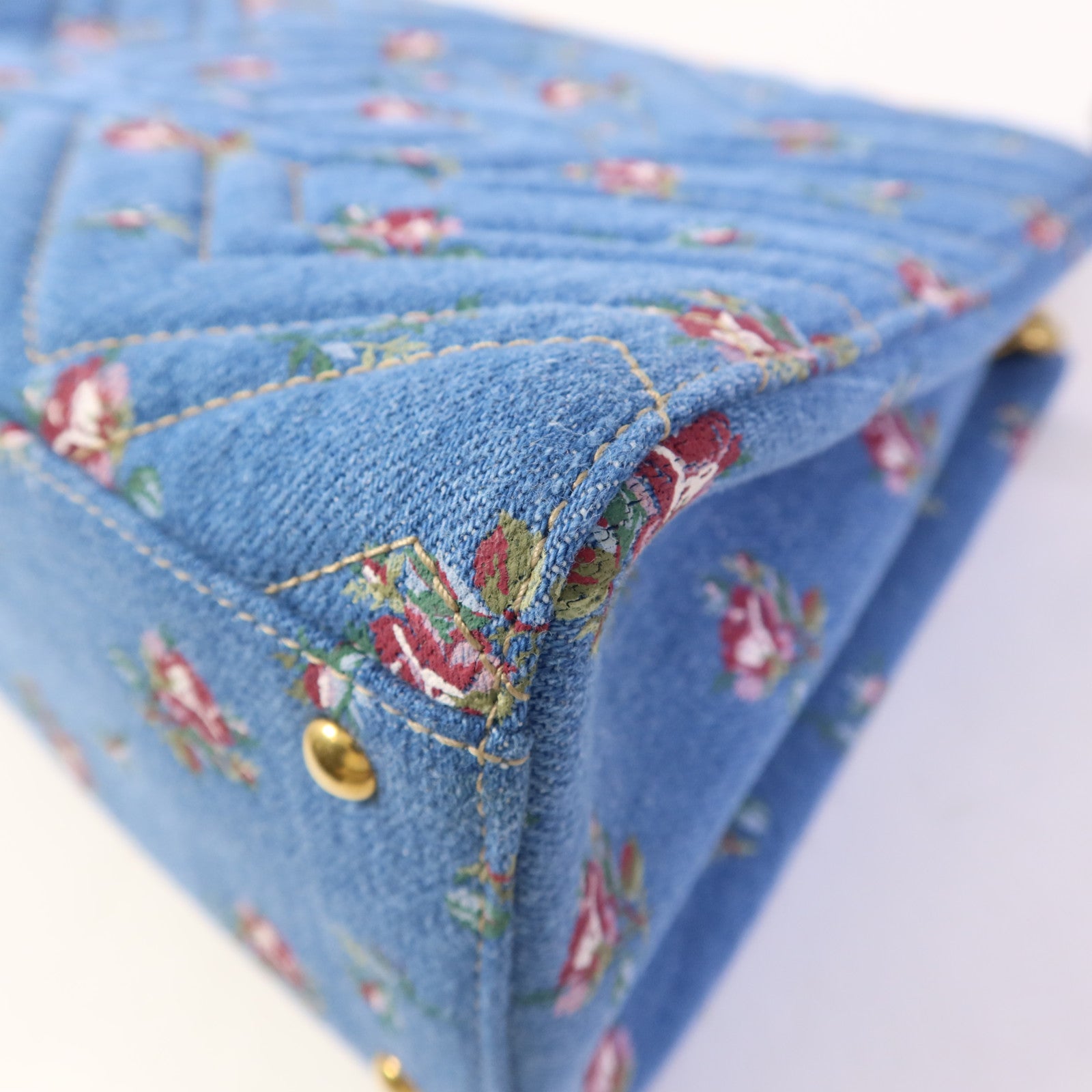 GUCCI 牛仔布Marmont Matelasse金扣手挽肩背兩用袋