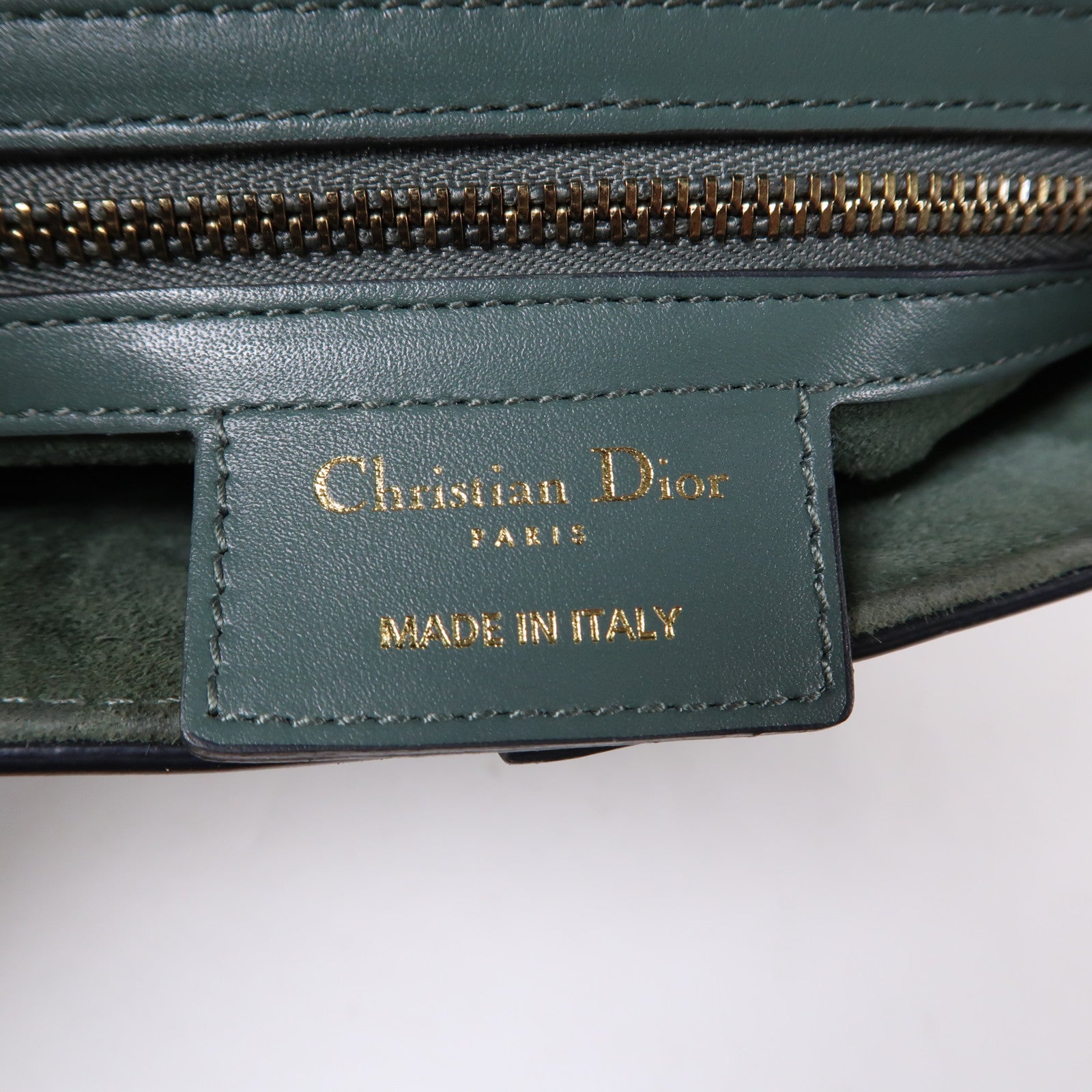 Dior 牛皮皮革Saddle Bag金扣肩背袋綠色