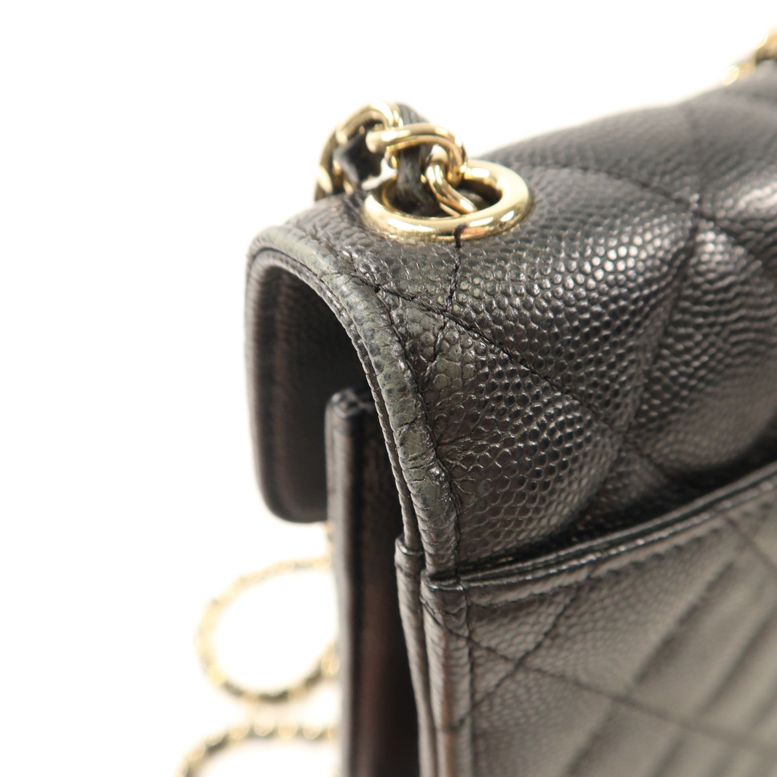 CHANEL 牛皮皮革Phone Bag金扣鏈帶肩背袋