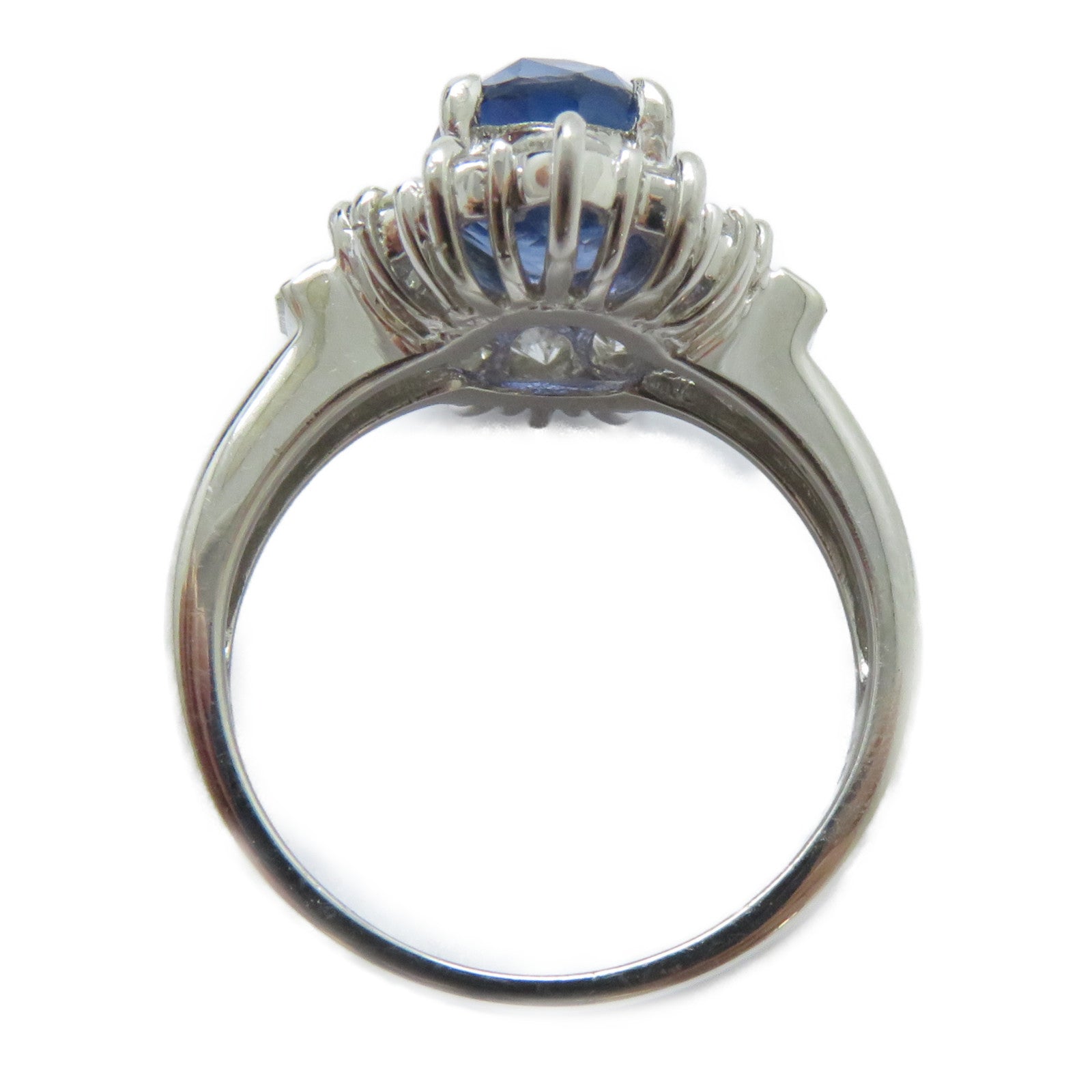 JEWELRY PT900鉑金Sapphire Ring 3.12ct藍寶石/0.81ct鑽石戒指US#6