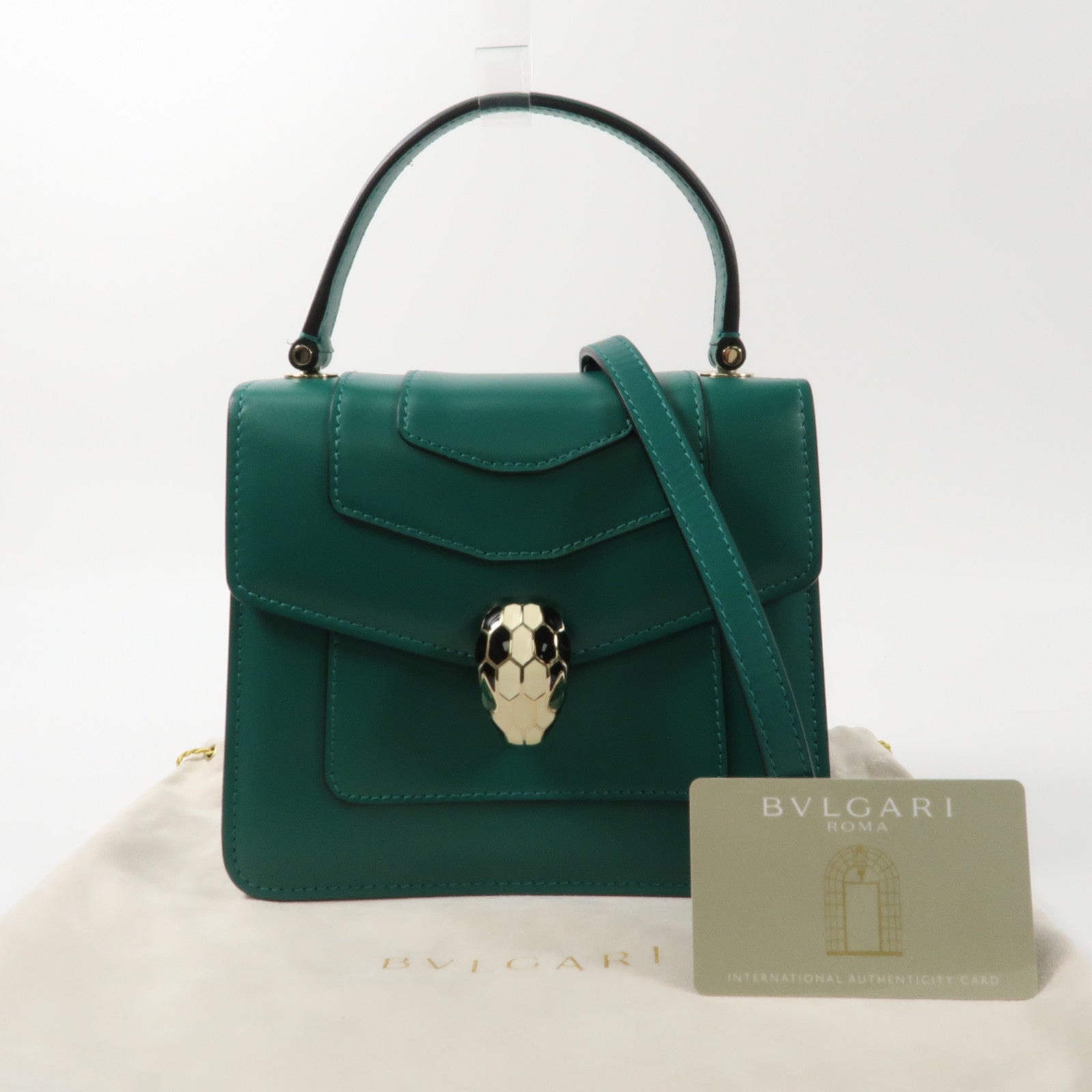 BVLGARI 牛皮皮革Serpenti Forever金扣鏈帶手挽肩背兩用袋