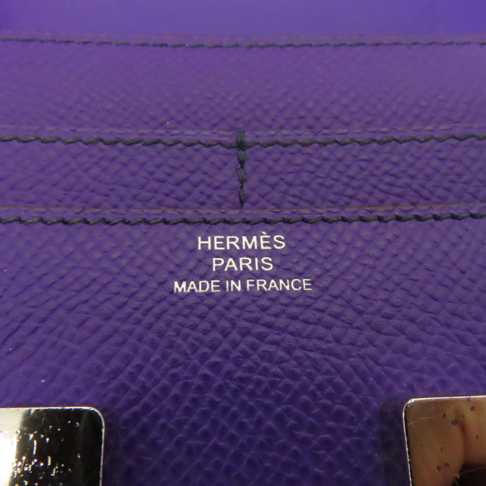 HERMES **【清倉大減價】Epsom皮革Constance Wallet銀扣錢包Iris紫色