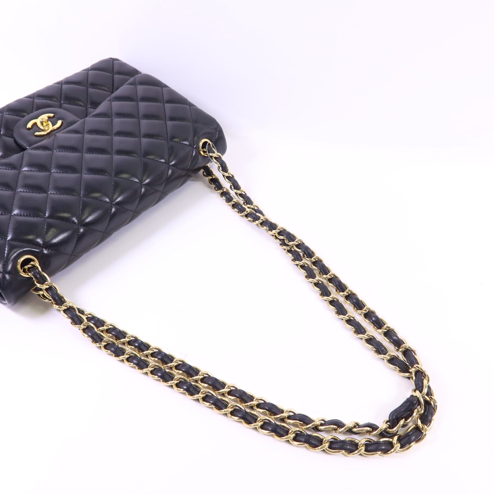 CHANEL 羊皮皮革Large Classic金扣鏈帶肩背袋