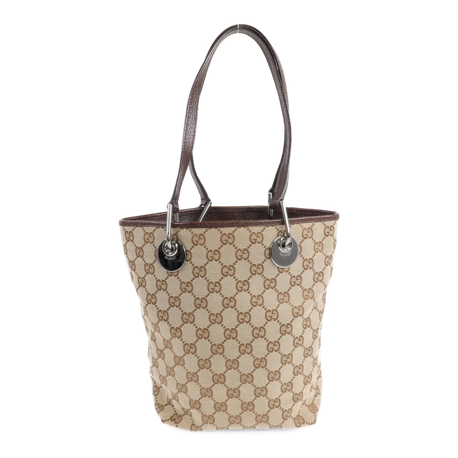 GUCCI 帆布Shoulder Tote銀扣肩背袋/手挽袋