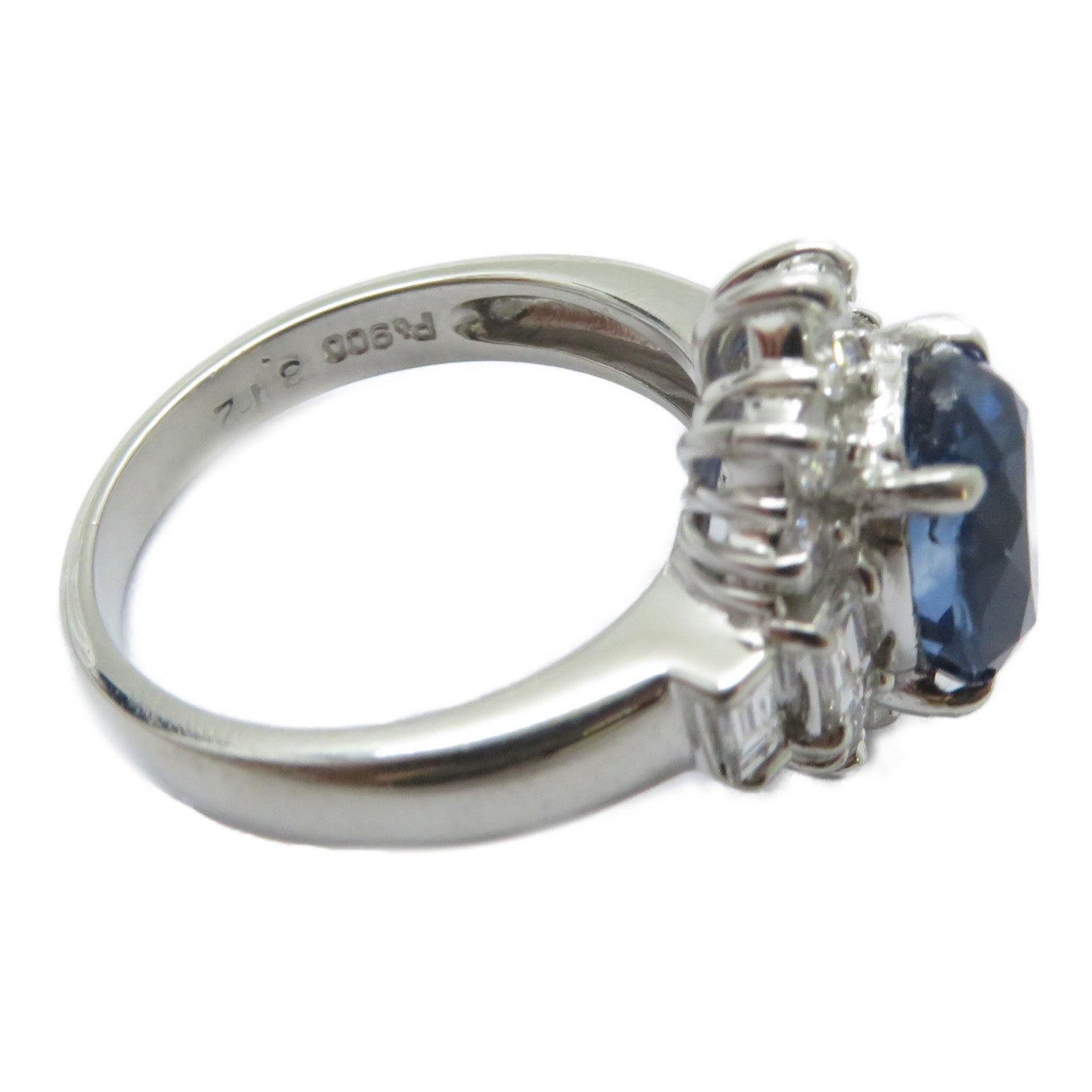 JEWELRY PT900鉑金Sapphire Ring 3.12ct藍寶石/0.81ct鑽石戒指US#6