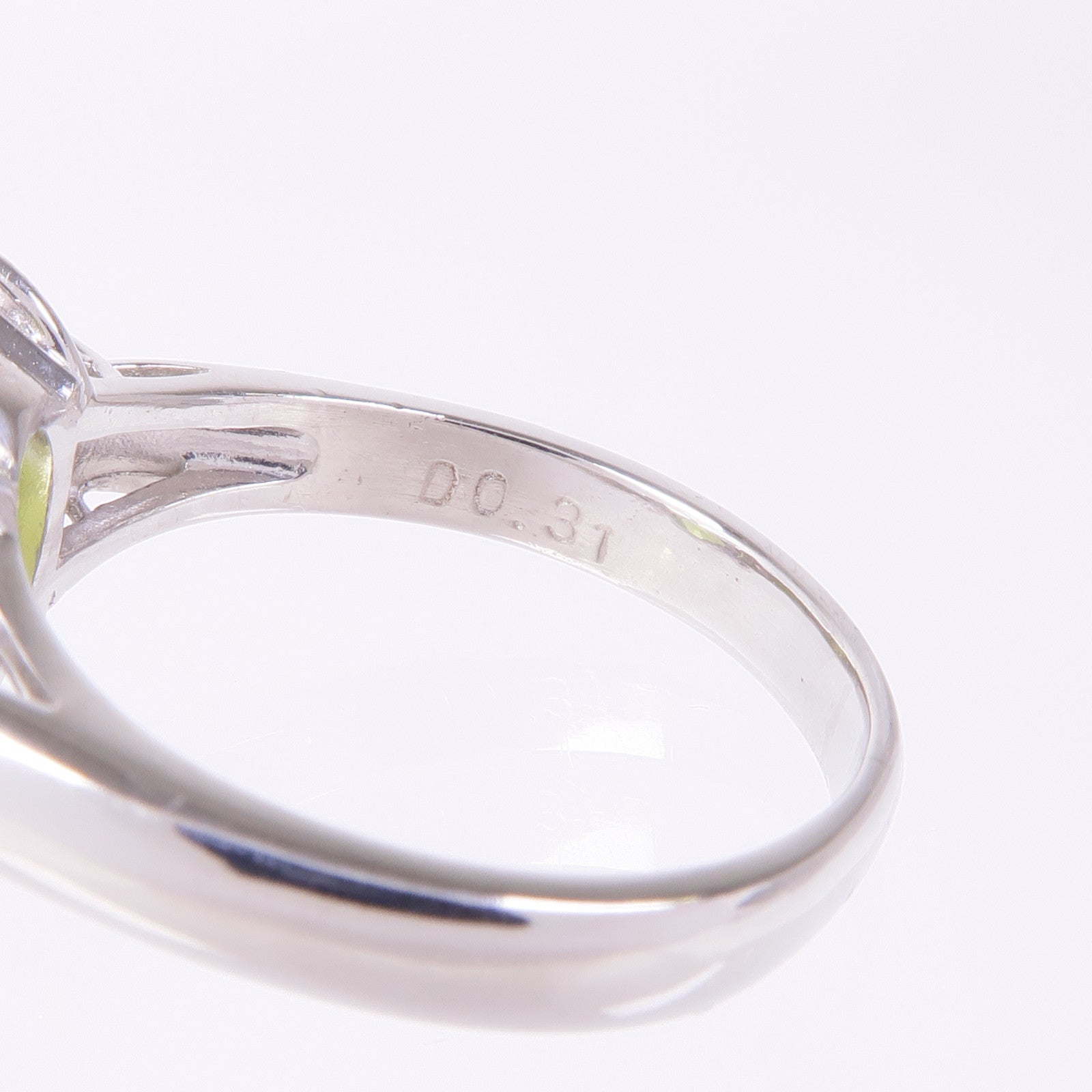 JEWELRY PT900鉑金Peridot Diamond Ring橄欖石/鑽石戒指US#6.75