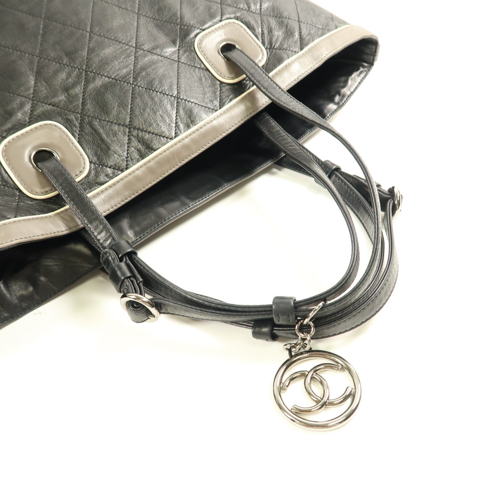 CHANEL 牛皮皮革Handbag銀扣手挽袋