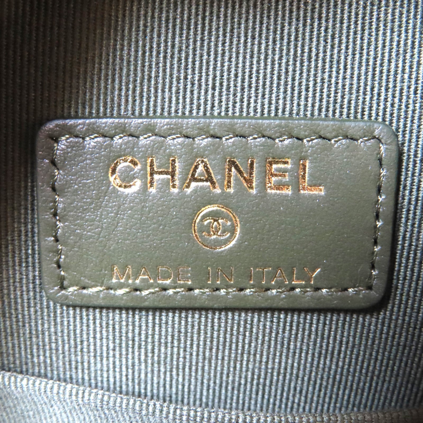 CHANEL 【激減優惠】菱格羊皮皮革Round Clutch 19金/銀扣鏈帶手挽肩背兩用袋綠色